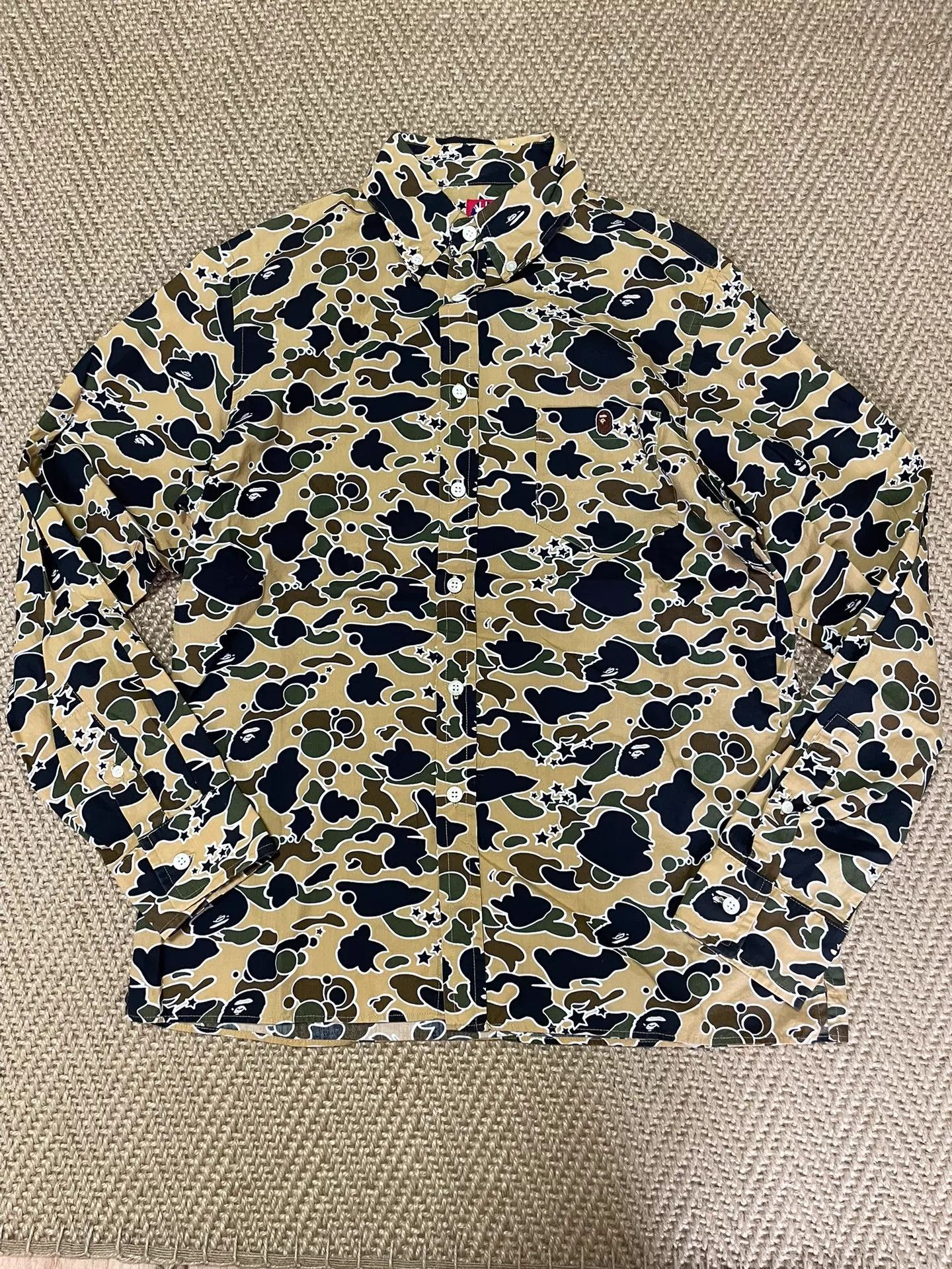Bape BAPE STA Yellow Camo Star Long Sleeve Shirt S Mint Size US S / EU 44-46 / 1 - 1 Thumbnail