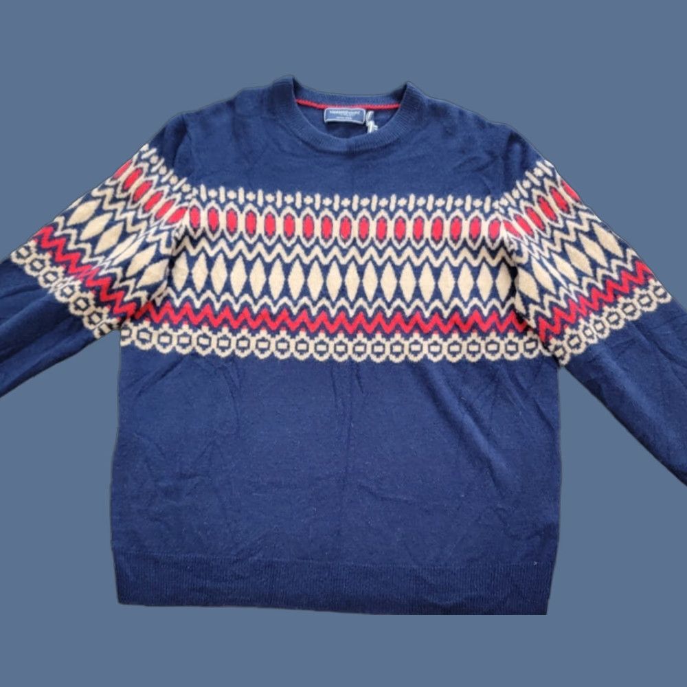 Vineyard Vines VINEYARD VINES Sweater Mens Large Blue Fair Isle Crew NWT 100% Merino Wool Knit Pullover Casual Dress Winter Fall Sports Mens Size US L / EU 52-54 / 3 - 1 Thumbnail