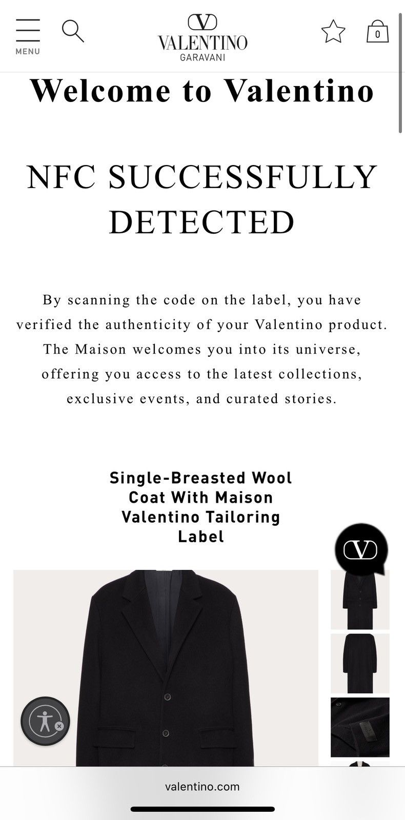 Valentino NEW Men’s Valentino Black Wool Coat IT 50 Size US M / EU 48-50 / 2 - 15 Thumbnail
