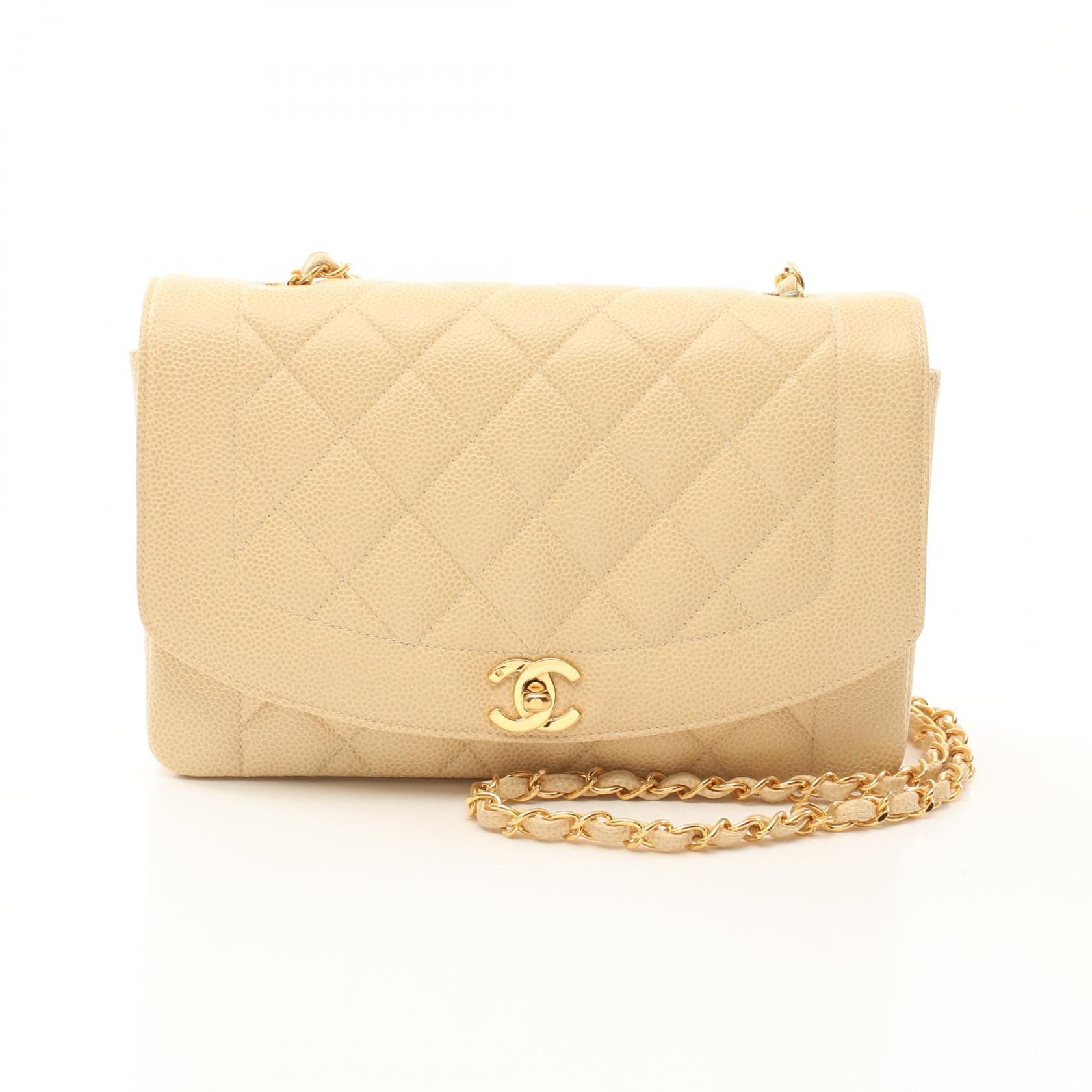 Chanel Chanel Matelasse Diana Flap Leather Shoulder Bag Leather Shoulder Bag A01165 in Beige, Women's