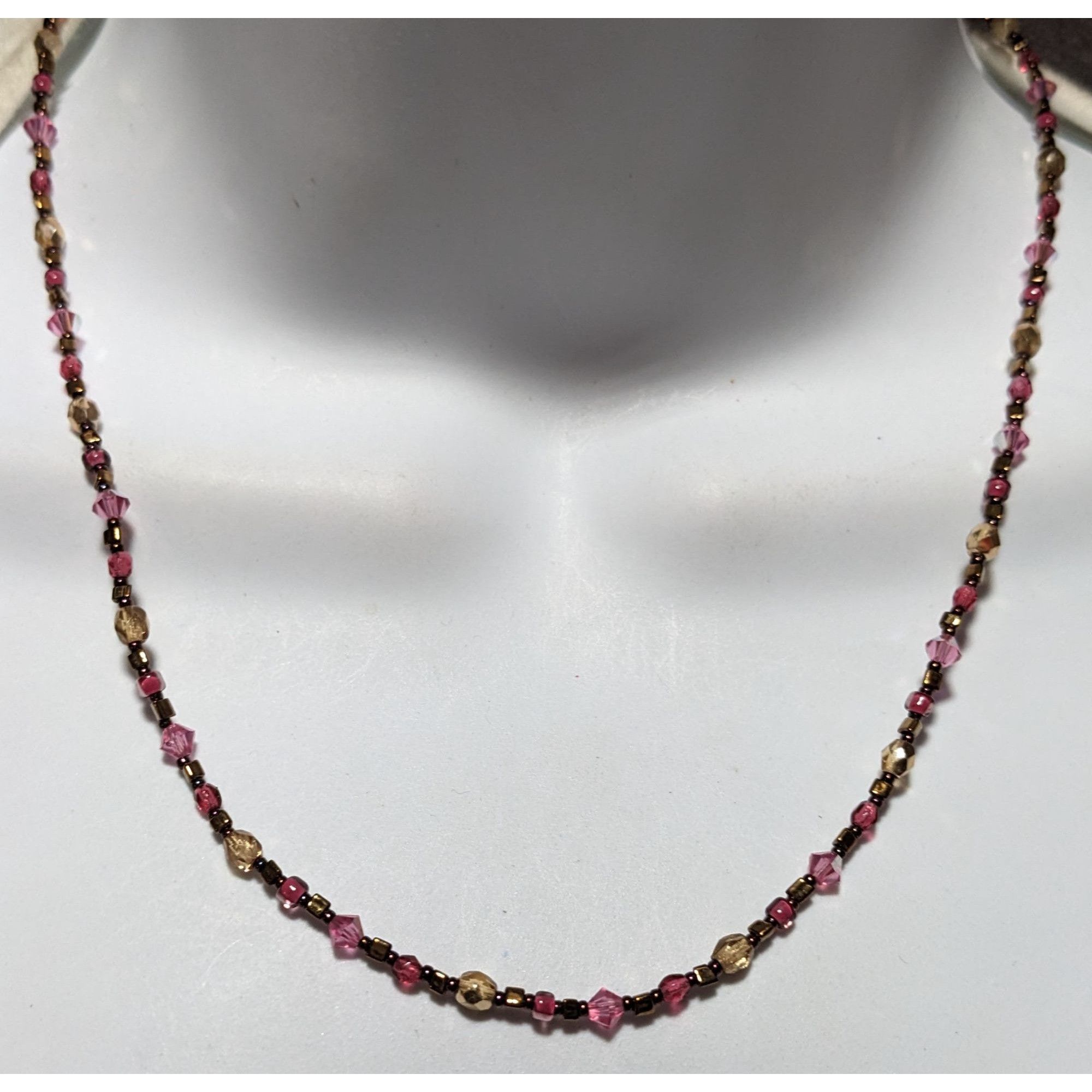 Other Vintage Handmade Pink & Gold Beaded Necklace Size ONE SIZE - 7 Thumbnail