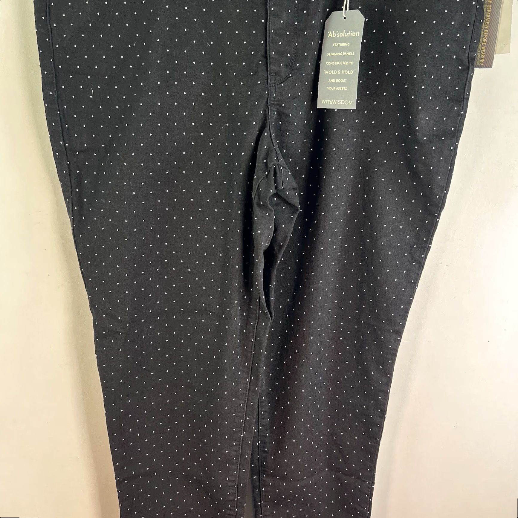 Vintage Wit & Wisdom Ab-solution Ankle Skimmer Polka Dot Pants Regular 16 Black Knit Cotton Blend Spandex Pockets High Rise Tapered Mens Womens Girls Boys Size 38" / US 16 / IT 52 - 3 Thumbnail