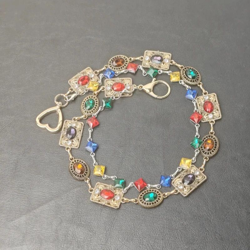 Jewelry Round Bead Rhinestone Multicolor Punk Pants Chain Size ONE SIZE - 6 Thumbnail