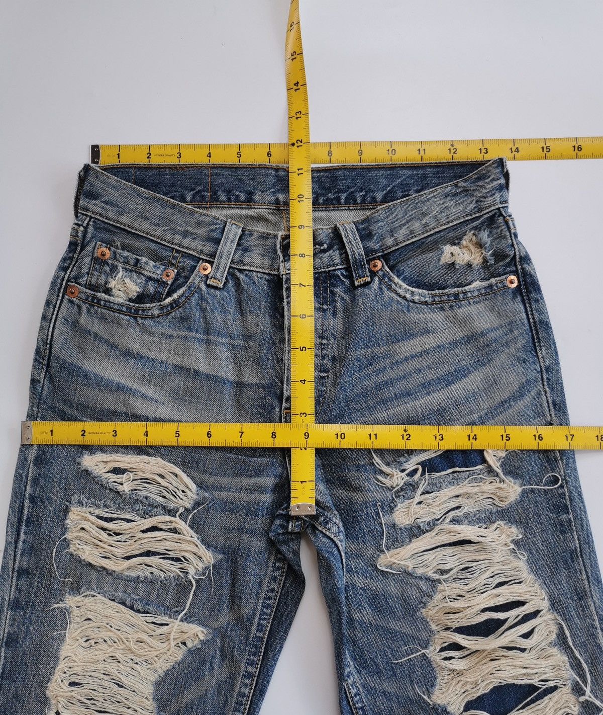 Levi's Vintage Levis 501 Boro Patchwork Distressed Denim Jeans Size 27" / US 4 / IT 40 - 10 Thumbnail