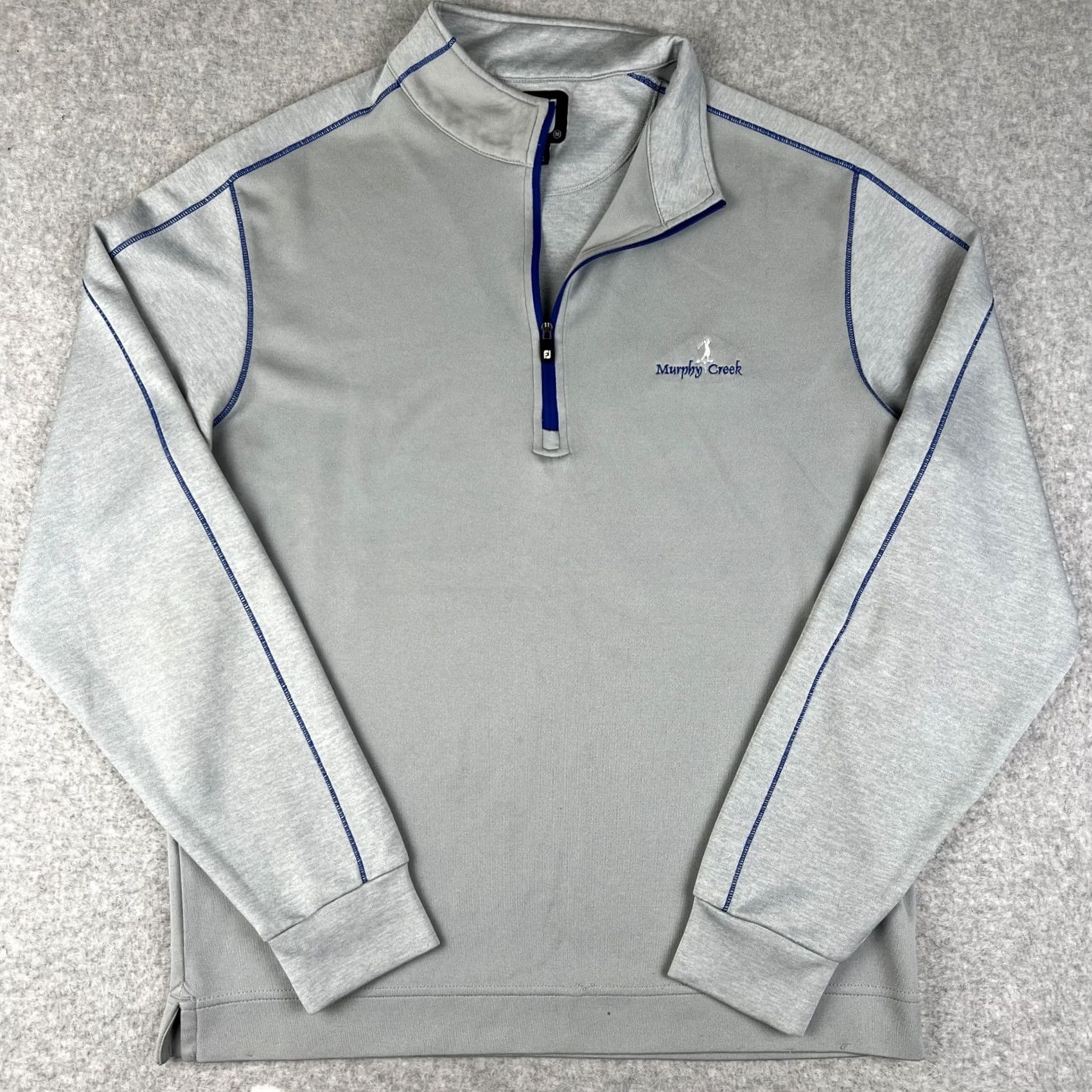 Footjoy FootJoy Golf Quarter Zip Stretch Performance Pullover Medium Mens Grey Active Shirt Size US M / EU 48-50 / 2 - 2 Thumbnail
