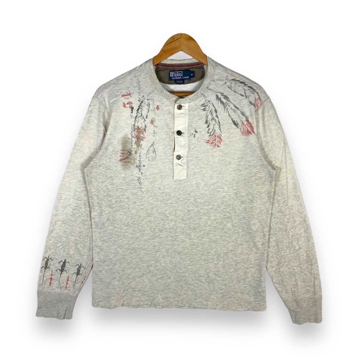image of Vintage Polo Ralph Laurent Navajo Goros Print Tee in Beige, Men's (Size Medium)