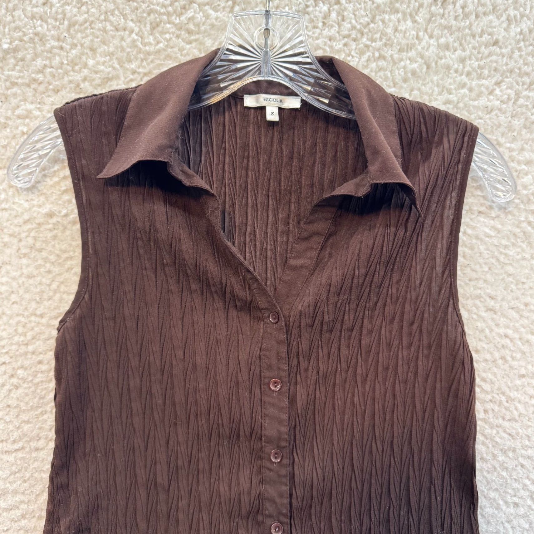 Vintage Y2K Vintage Button Top Blouse Small Brown Fairy Grunge Whimsigoth Corpcore Shirt S Brown Girls Mens Womens Boys Girls Size S / US 4 / IT 40 - 3 Thumbnail