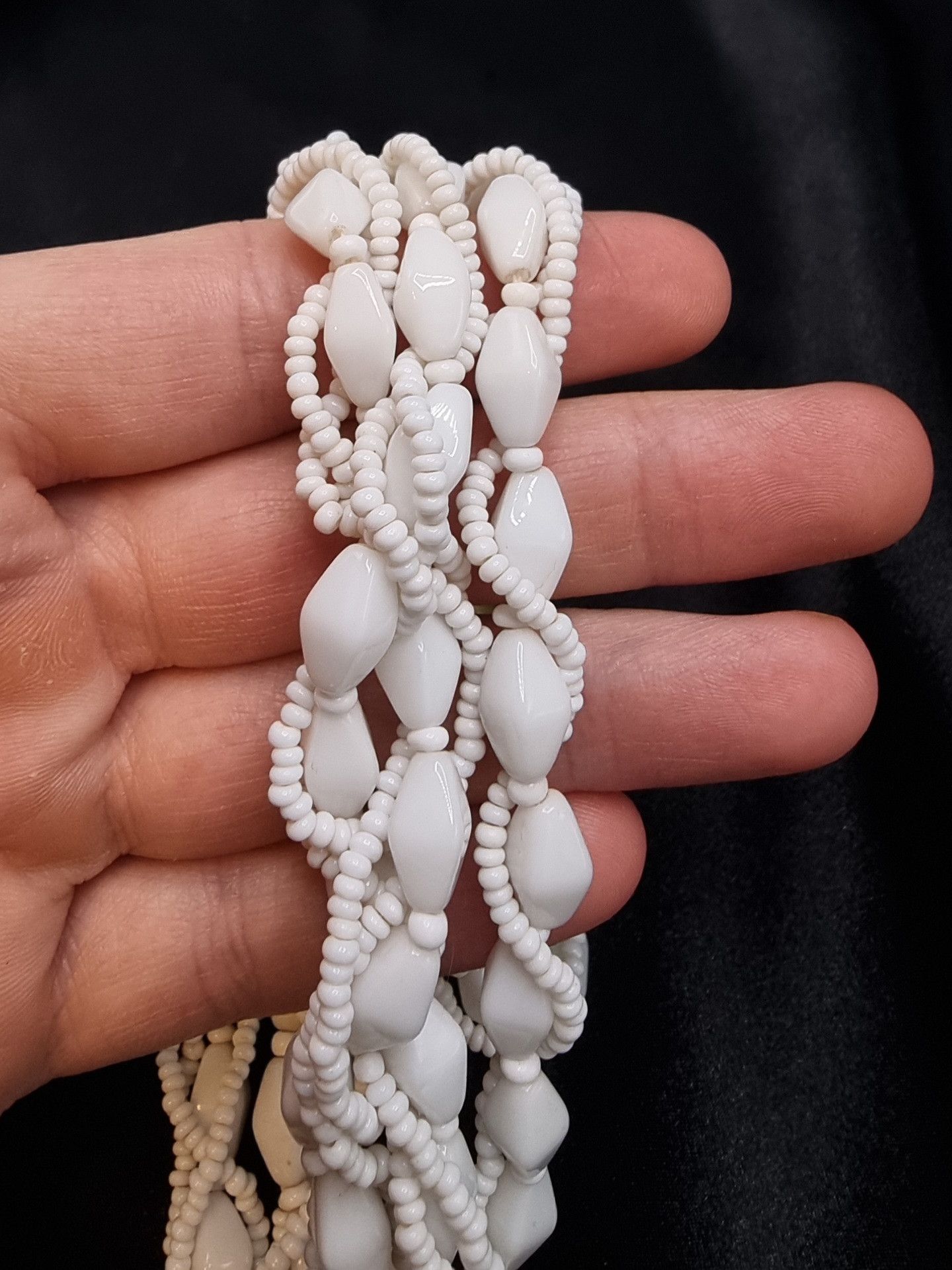 Vintage Vintage 1950s Czechoslovakian Signed White Beaded Multi-Stra Size ONE SIZE - 4 Thumbnail