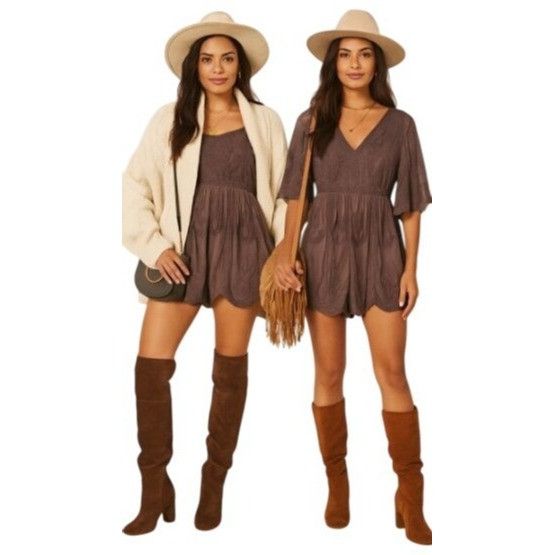 Other Wishlist Taupe Brown S Romper – Boho vibe Embroidered Cottag Size S / US 4 / IT 40 - 2 Thumbnail