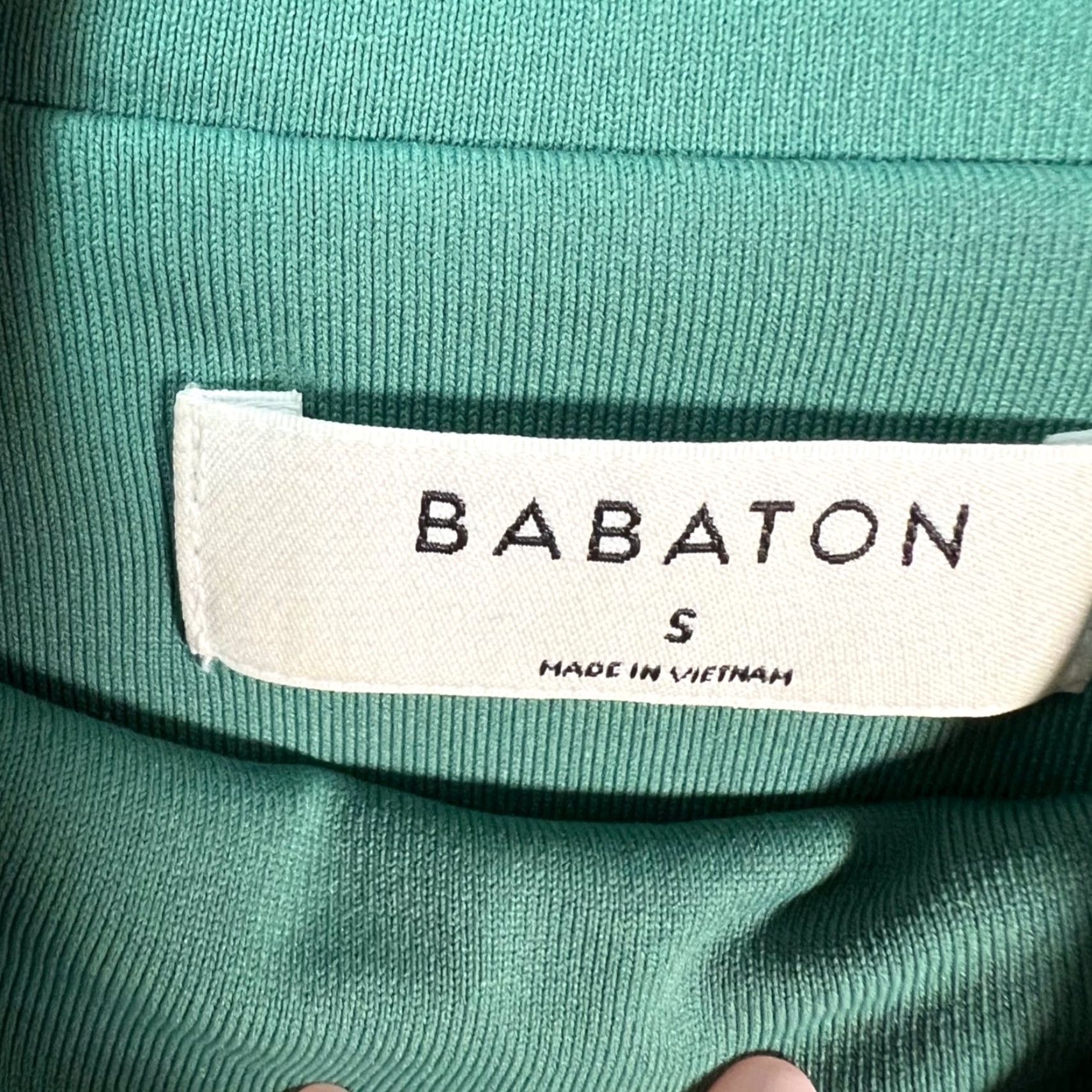 Vintage Babaton Womens Small Green Long Sleeve Mock Neck Cropped T-Shirt Nylon Blend Top Size S / US 4 / IT 40 - 3 Thumbnail