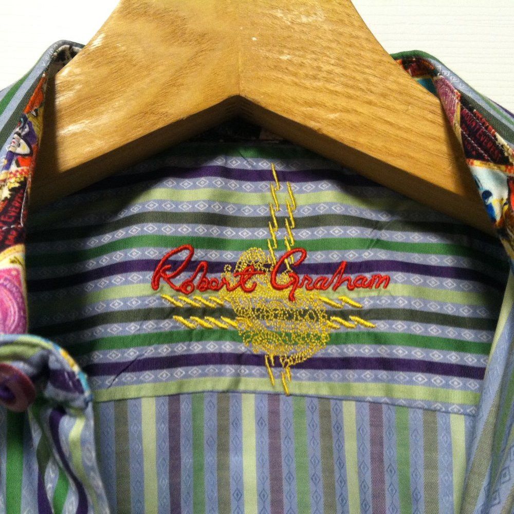 Robert Graham ROBERT GRAHAM MENS NEW MULTICOLOR 100%COTTON CASUAL SHIRT L Size US L / EU 52-54 / 3 - 11 Thumbnail