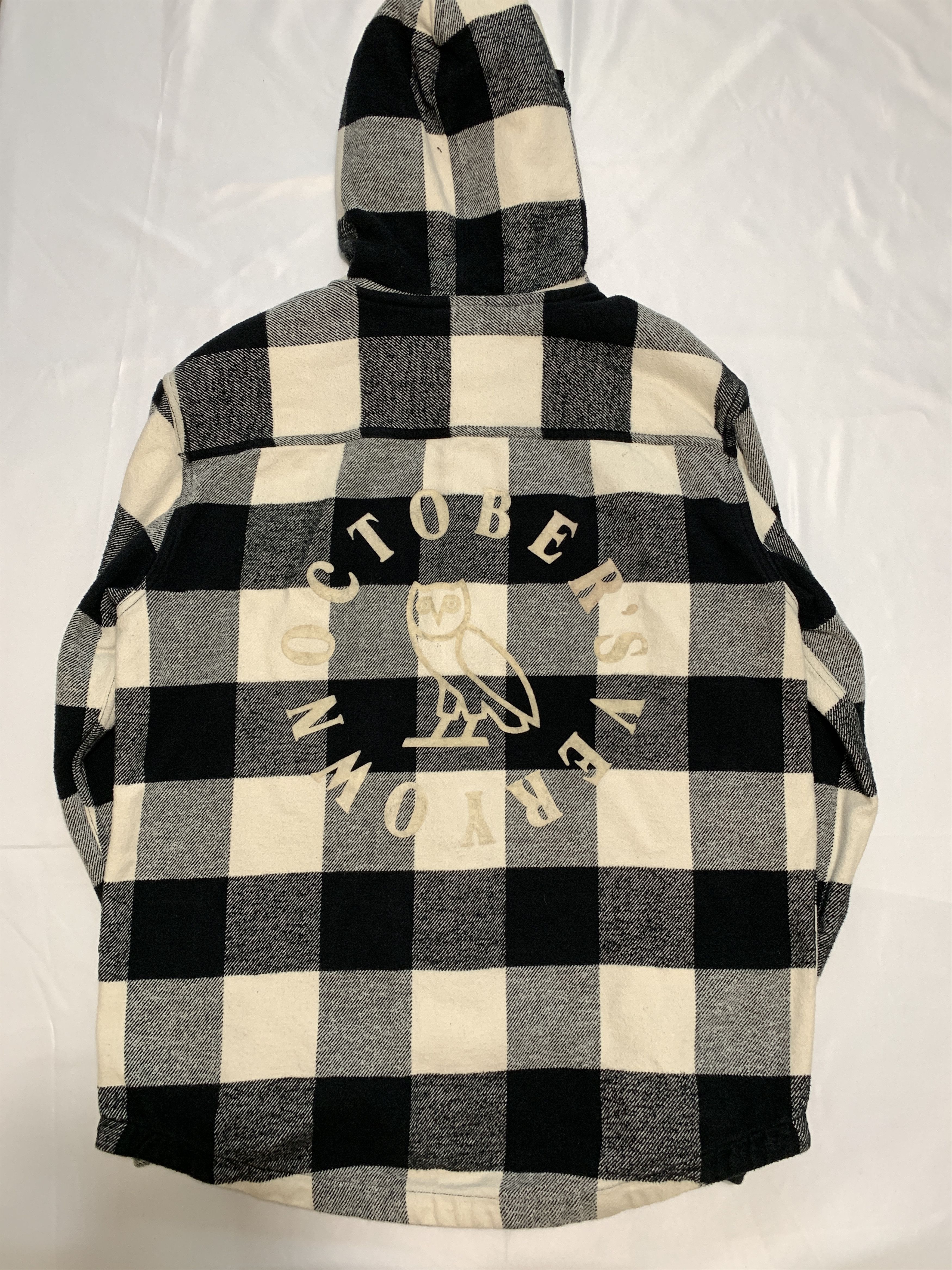 Drake OVO Hooded Flannel Shirt Cream Buffalo Plaid Size US L / EU 52-54 / 3 - 1 Thumbnail