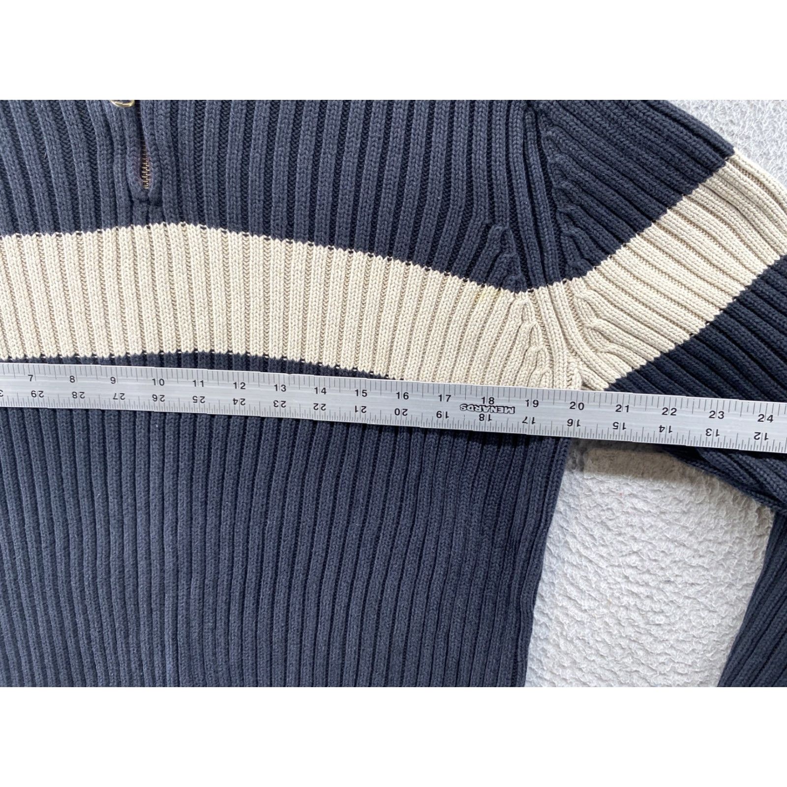 Lands' End Lands' End Women's Heavy Cotton Ribbed Knit 1/4 Zip Pullover Sweater Size Large Multicolor Knit 1/4 Zip Ladies Long Sleeve Cotton Shirt? Size L / US 10 / IT 46 - 4 Thumbnail