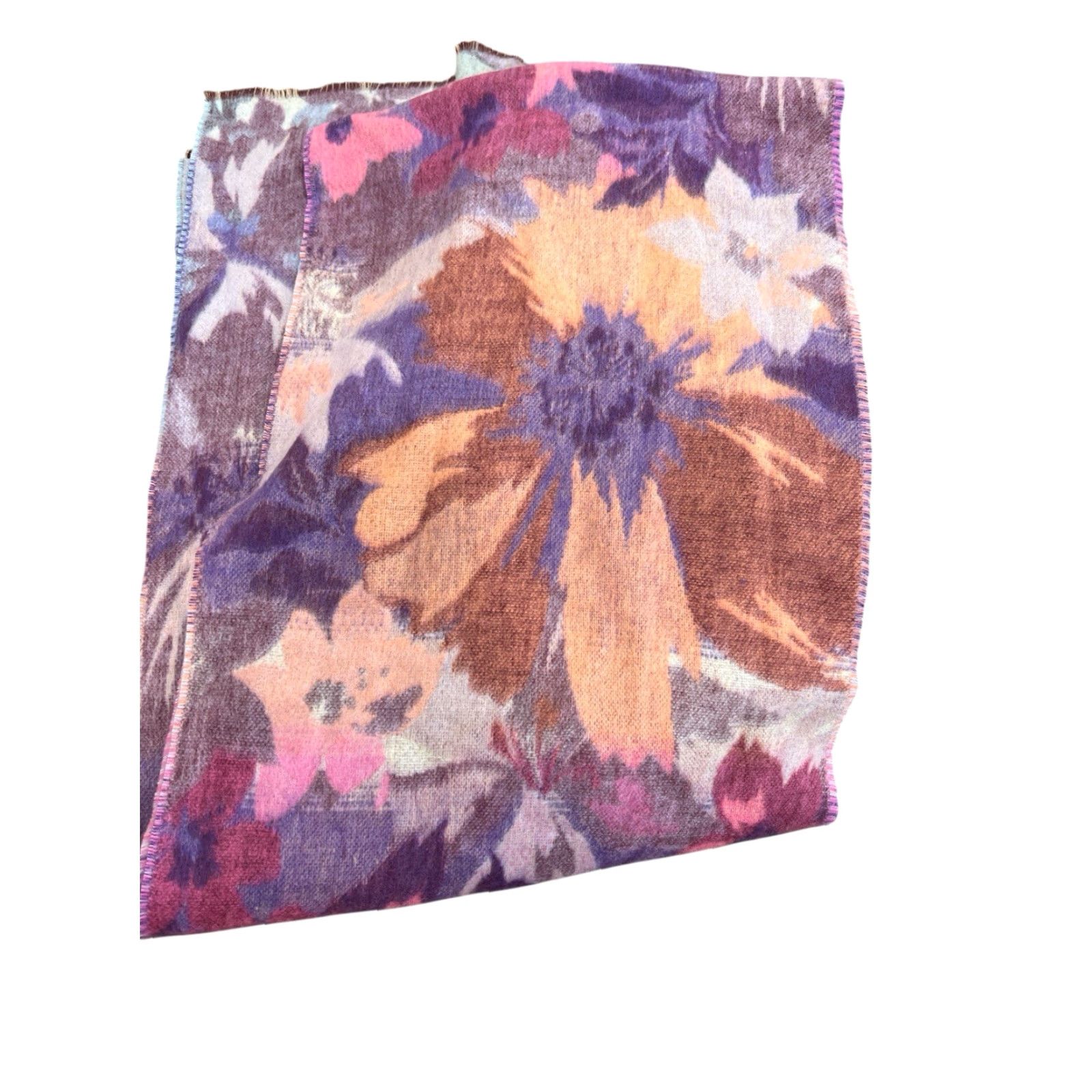 Vintage VINTAGE German 100% Cashmere Hand Tailored Floral Pink Blue Purple Scarf 11x68 Size ONE SIZE - 6 Thumbnail