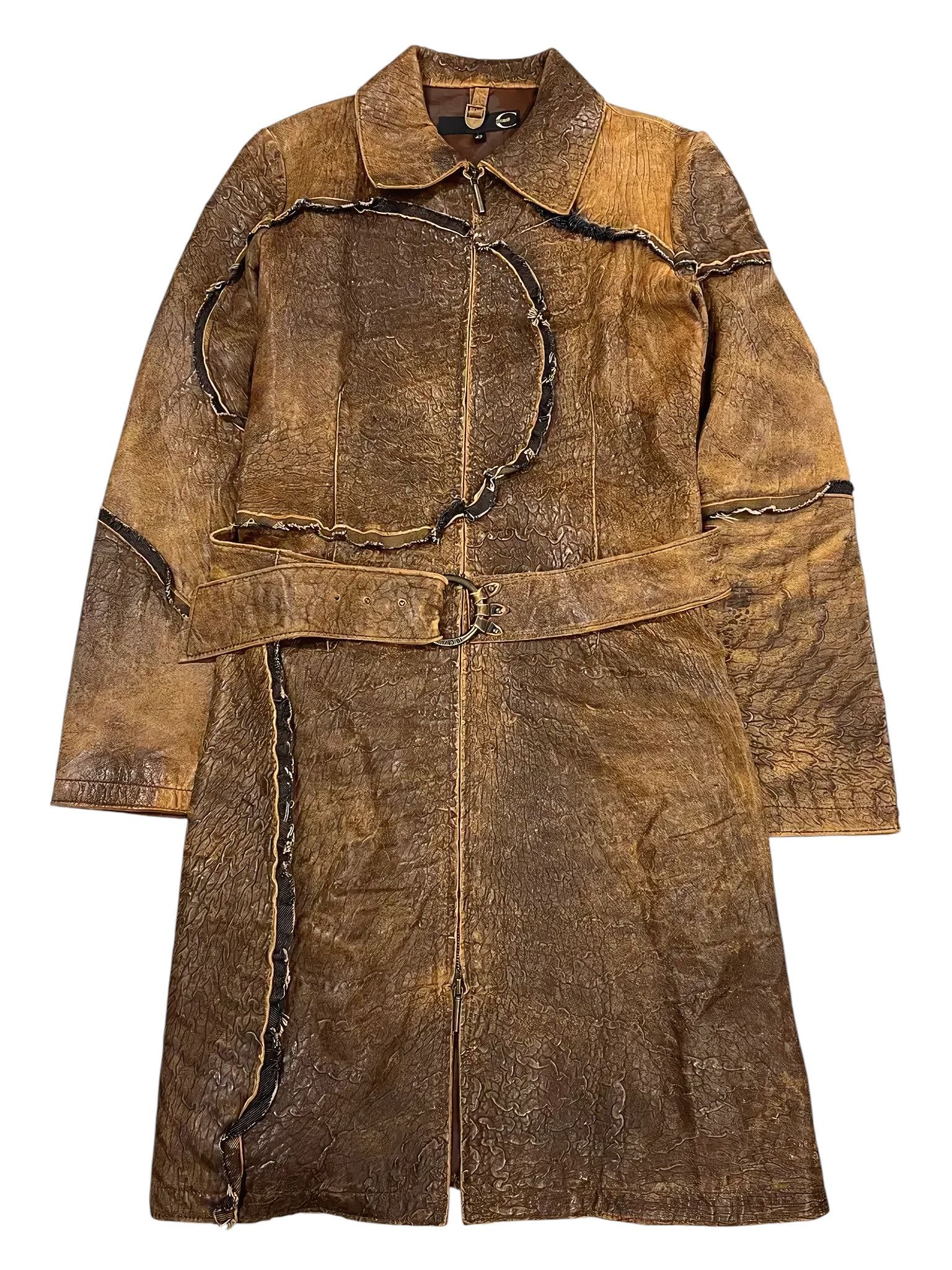 Just Cavalli F/W 2005 RAW CUT LEATHER BLETED COAT Size M / US 6-8 / IT 42-44 - 1 Thumbnail