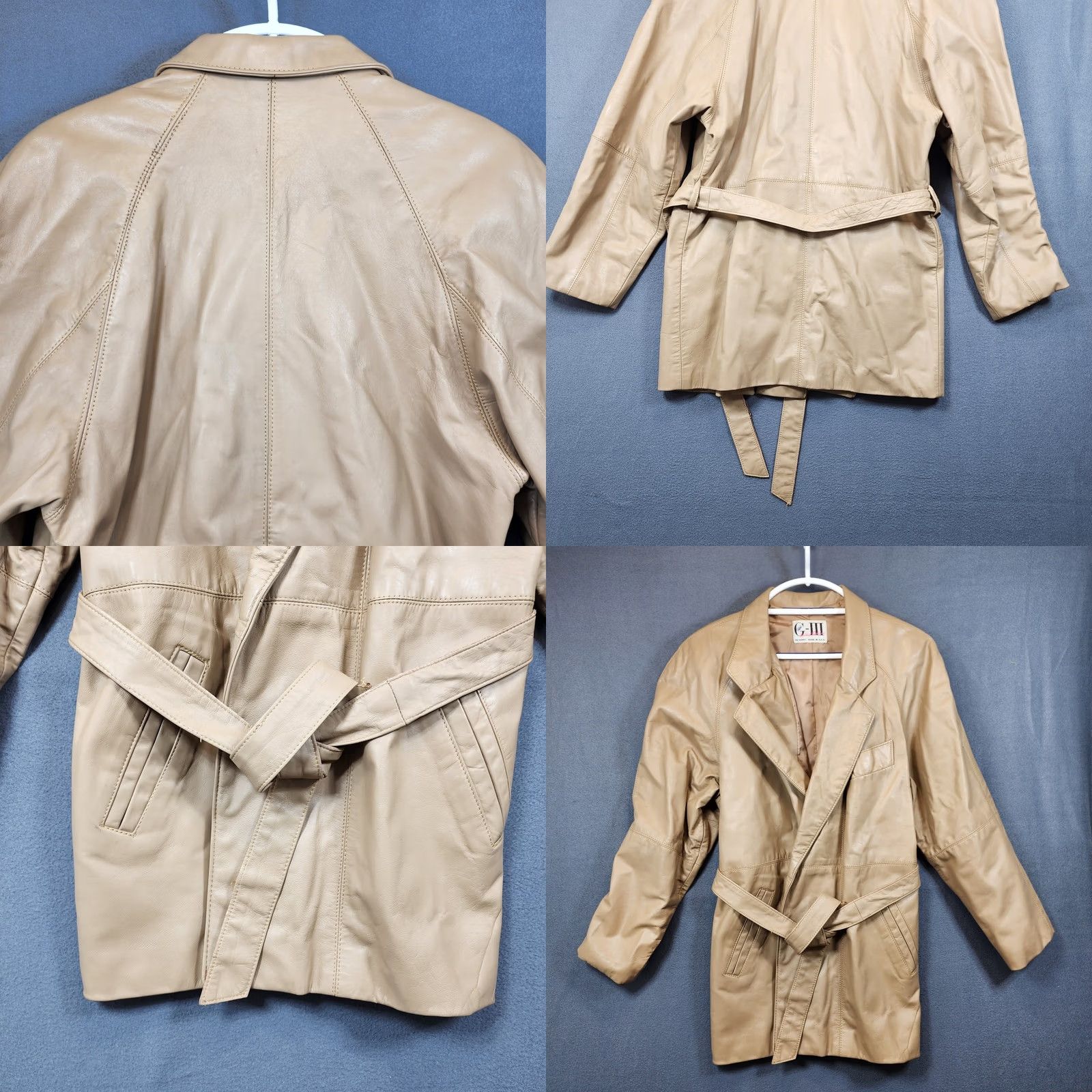 Vintage VINTAGE G III Leather Fashions Coat Womens S British Tan Belt Pockets Mob Wife USA Size S / US 4 / IT 40 - 9 Thumbnail