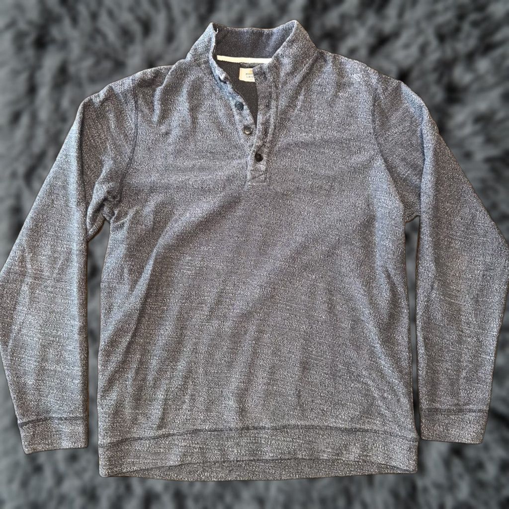 Marine Layer Marine Layer Clayton Mens Large Textured Sweater 1/4 Button Pullover Henley Mock Neck Gray Size US L / EU 52-54 / 3 - 1 Thumbnail