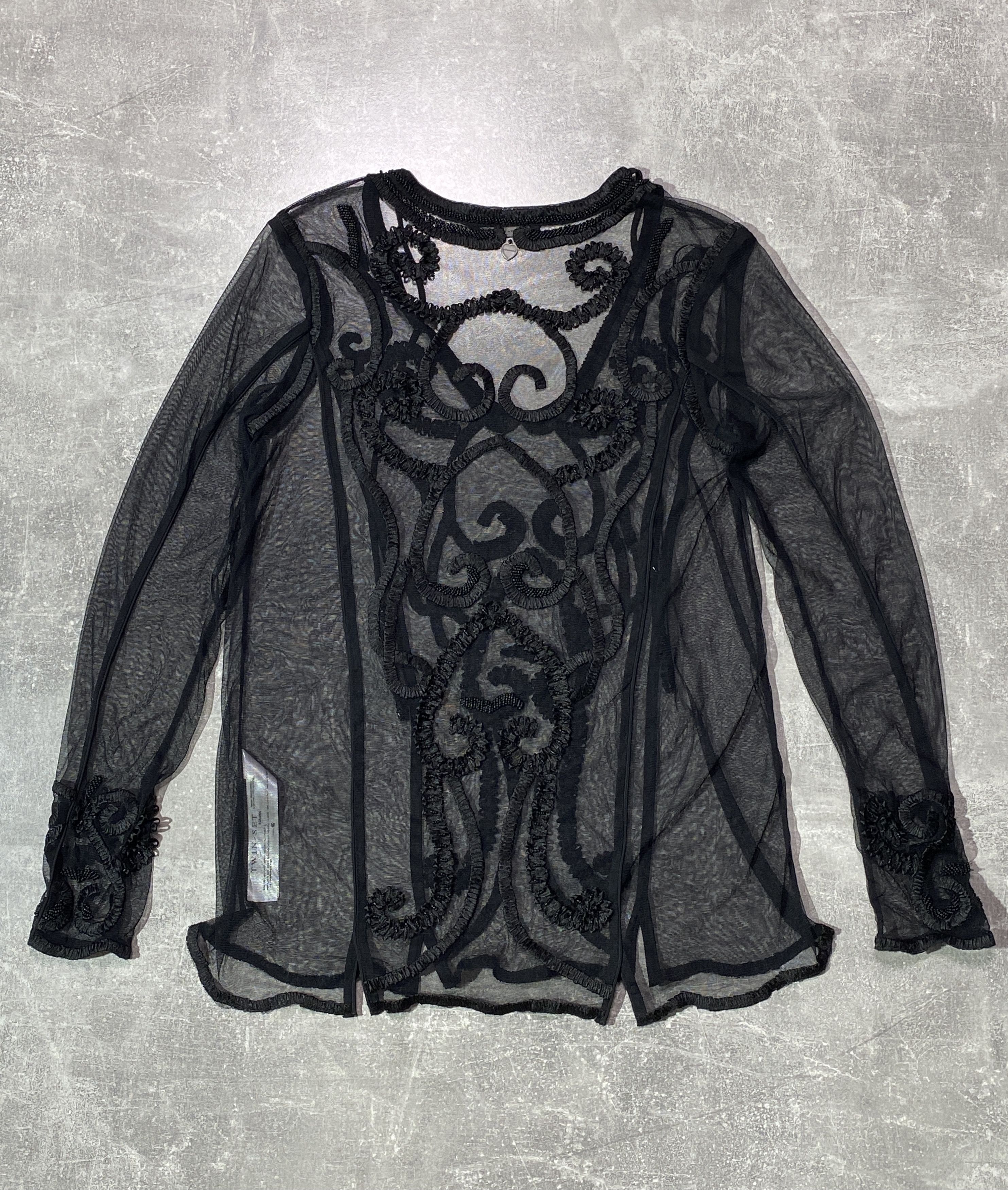 TWINSET Twin Set Simona Barbieri Mesh Black Mini Dress Size L / US 10 / IT 46 - 2 Thumbnail