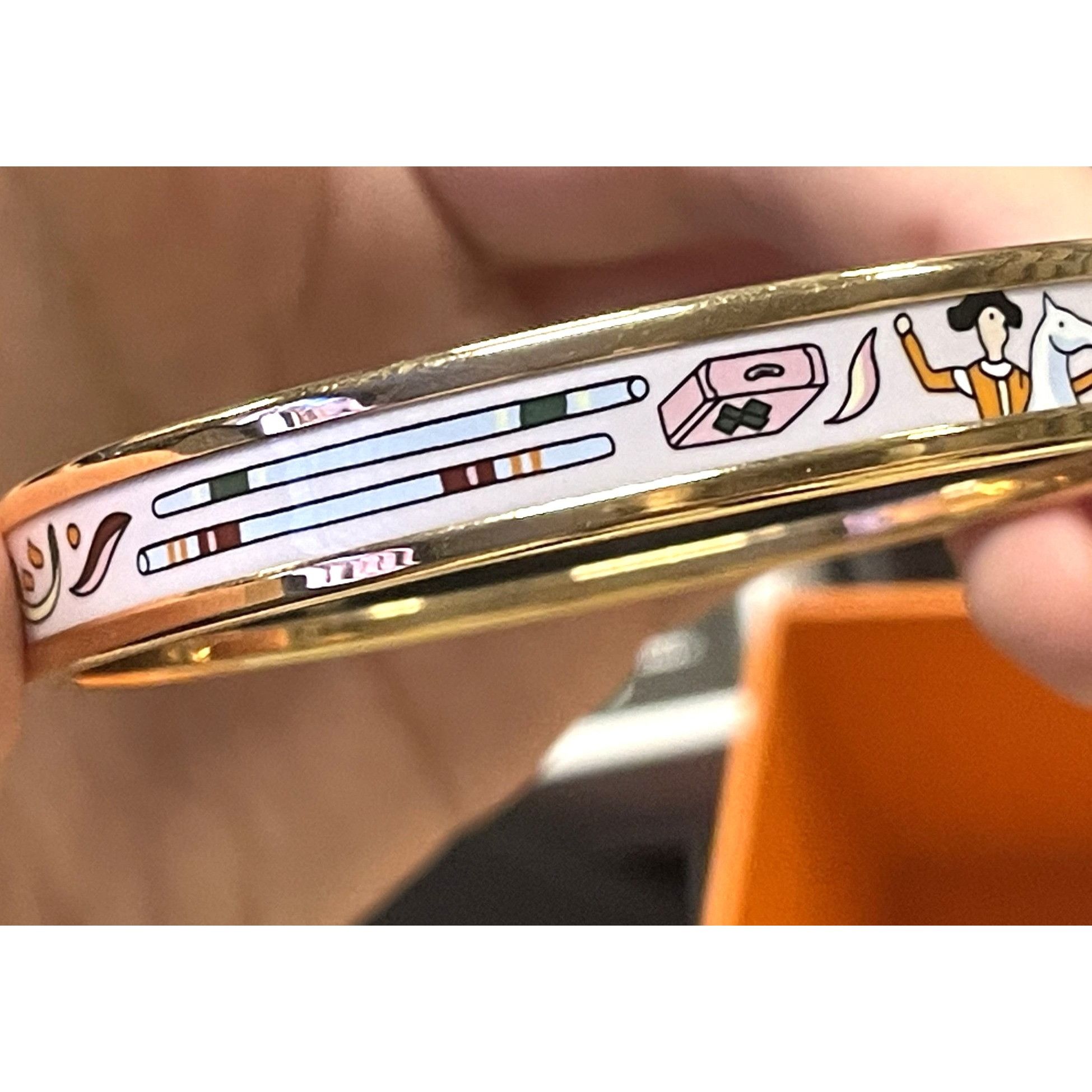 Hermes Hermès Paris Enamel & Rose Gold Plated Bangle Bracelet Made Size ONE SIZE - 6 Thumbnail
