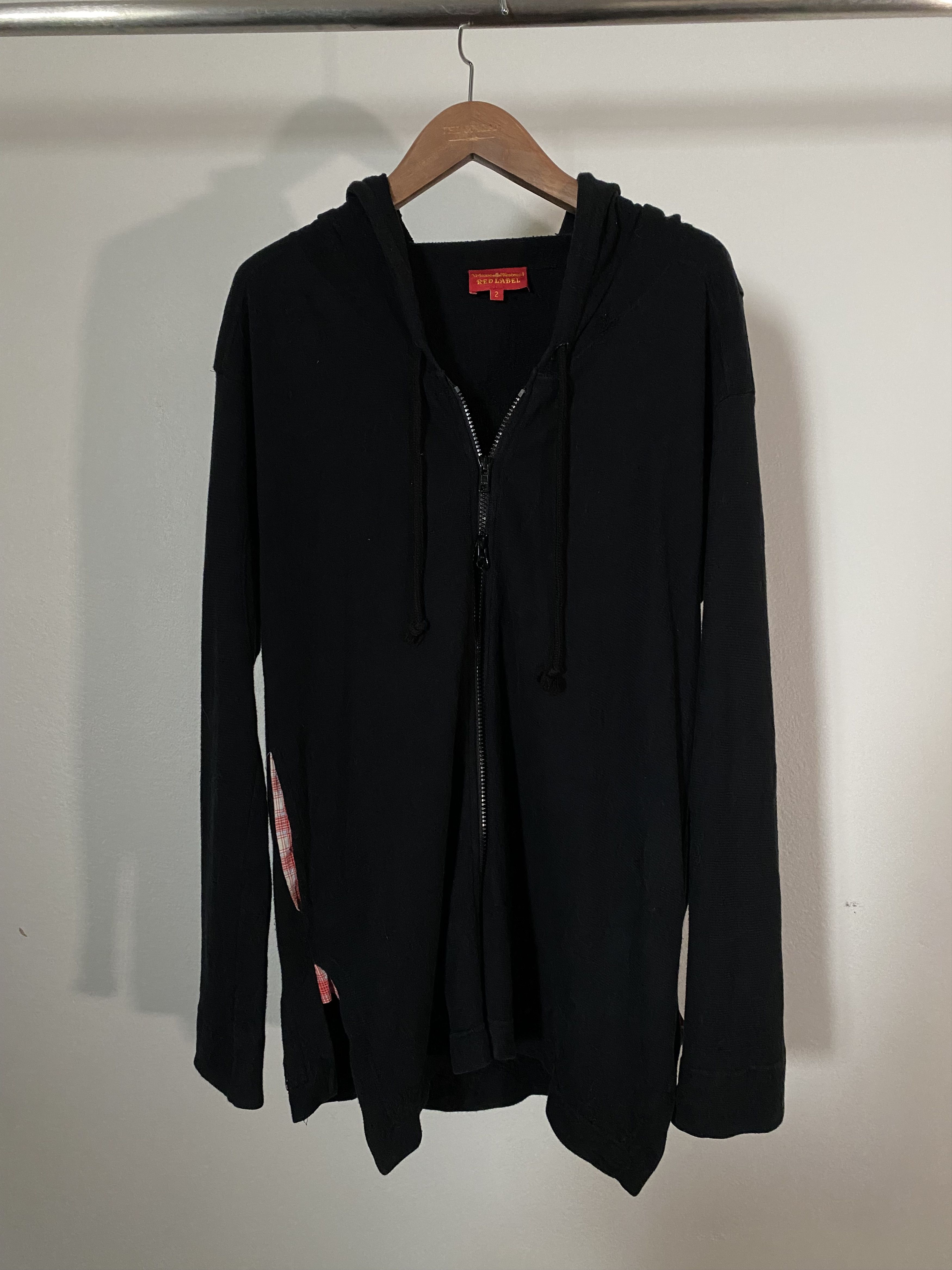 Backward Zipper Logo Stitches Hoodie, view 5