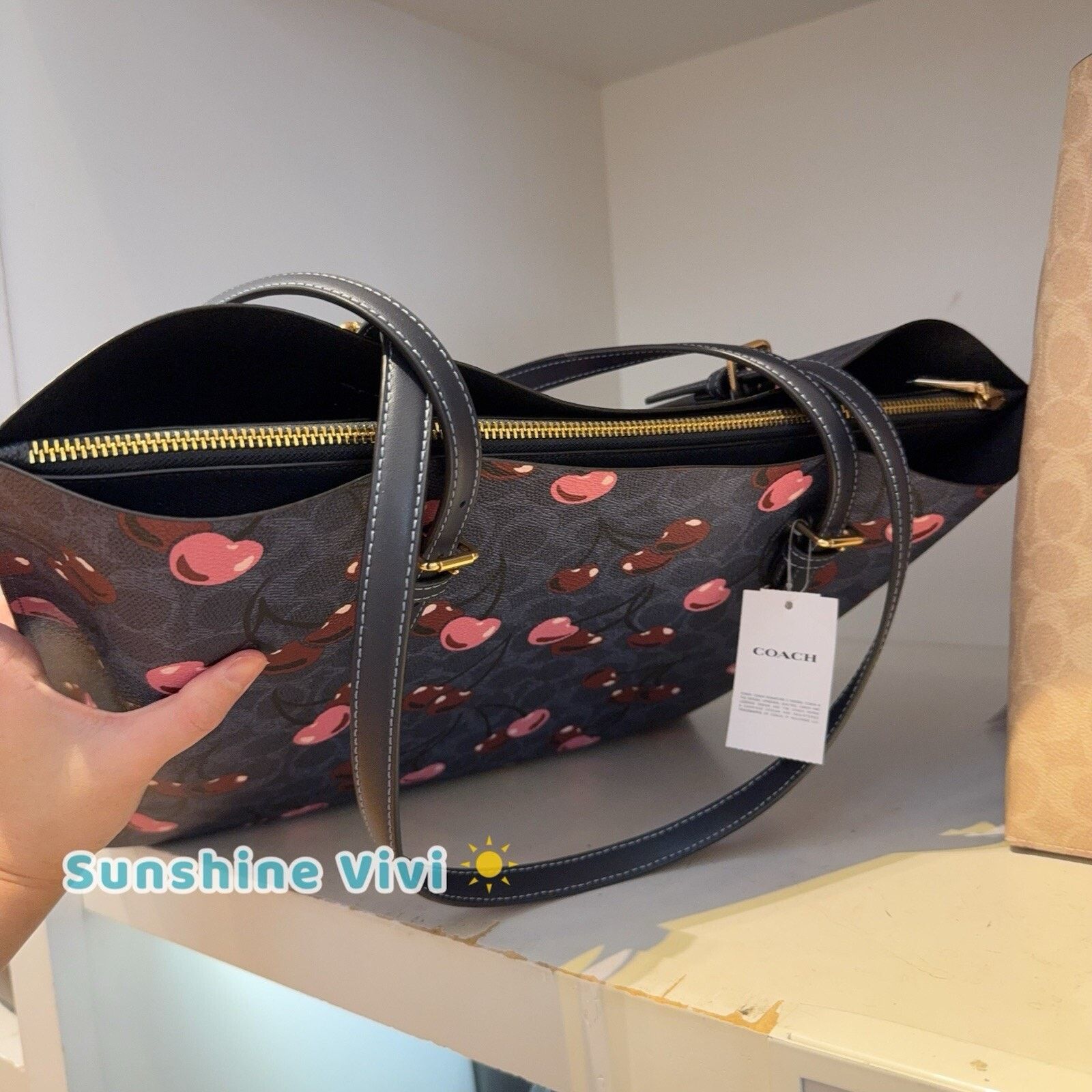 Coach NWT Coach Mollie Tote In Signature Canvas Cherry Print CAA73 Size ONE SIZE - 4 Thumbnail
