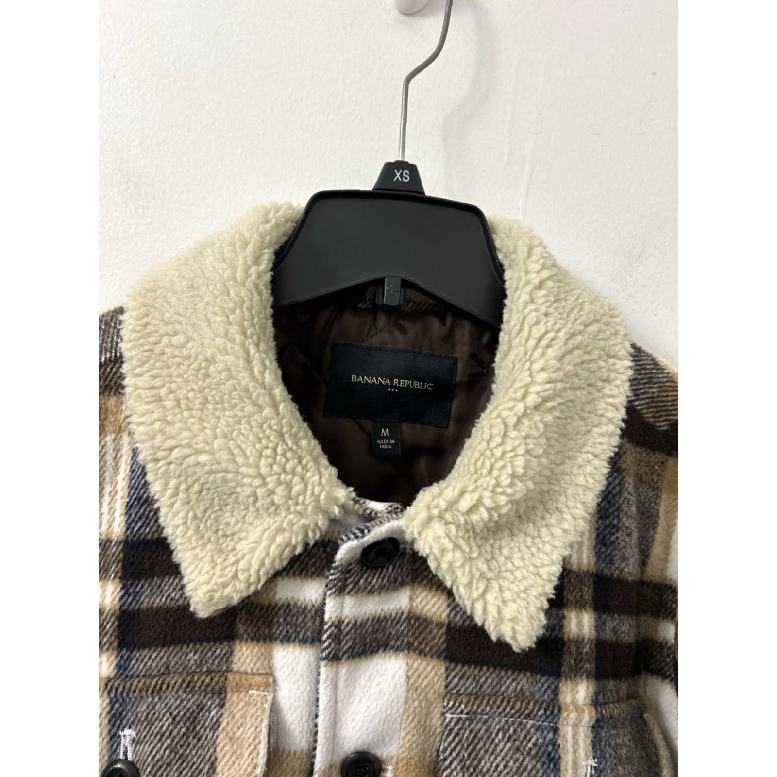 Banana Republic Banana Republic Jacket Mens M Brown Plaid Wool Sherpa Collar Pockets L/S Quilted Lined Fall Winter Vintage: No Size US M / EU 48-50 / 2 - 7 Thumbnail