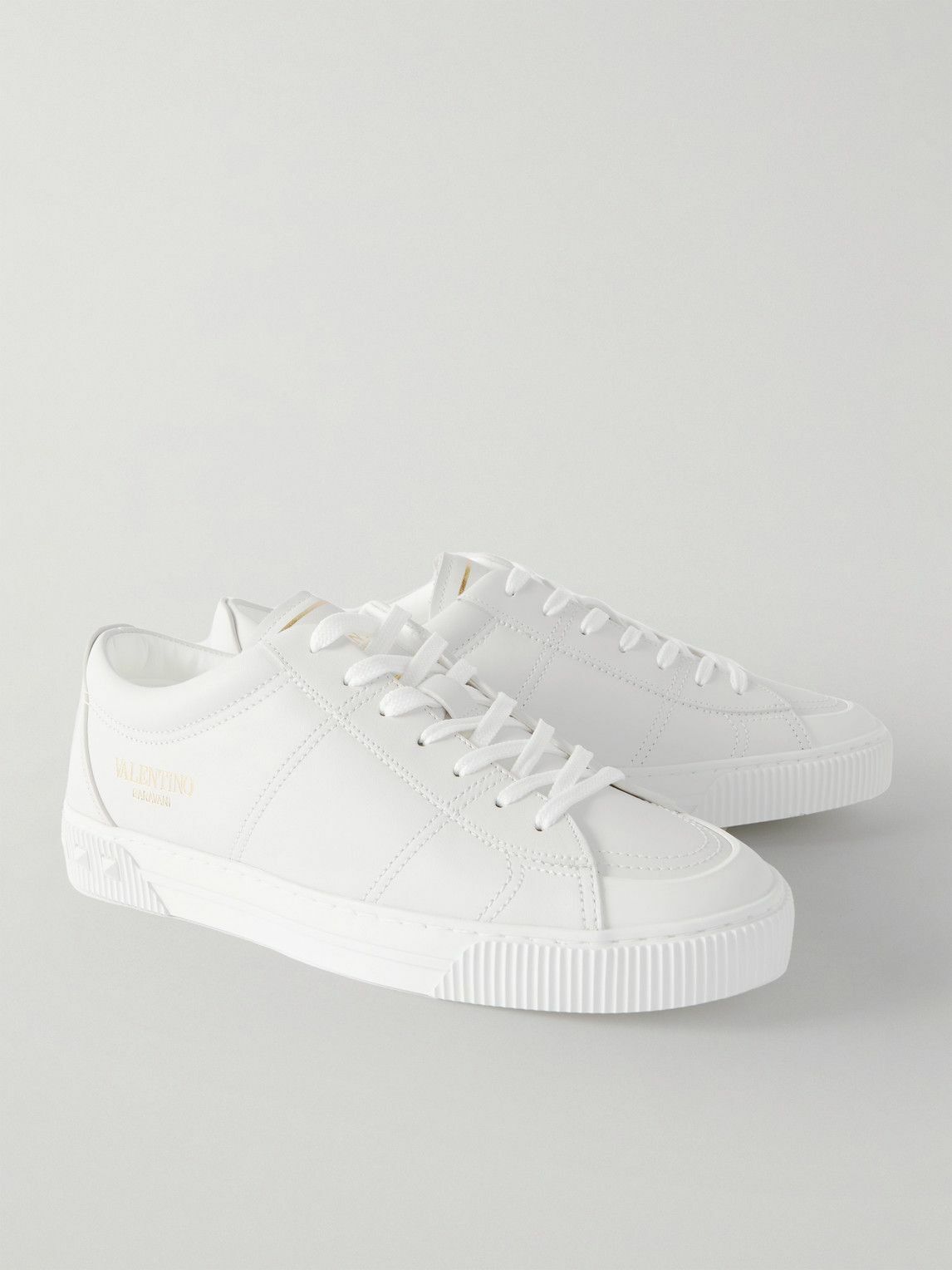 Valentino o1y0525 Logo Leather Low-Top Sneakers in Light Gray Size US 11 / EU 44 - 4 Thumbnail