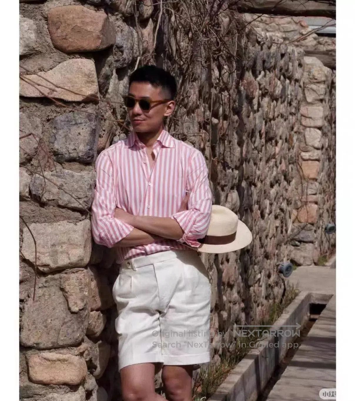 Hermes Pink and White Striped Long Sleeve Button-Up Shirt. Size US M / EU 48-50 / 2 - 6 Thumbnail