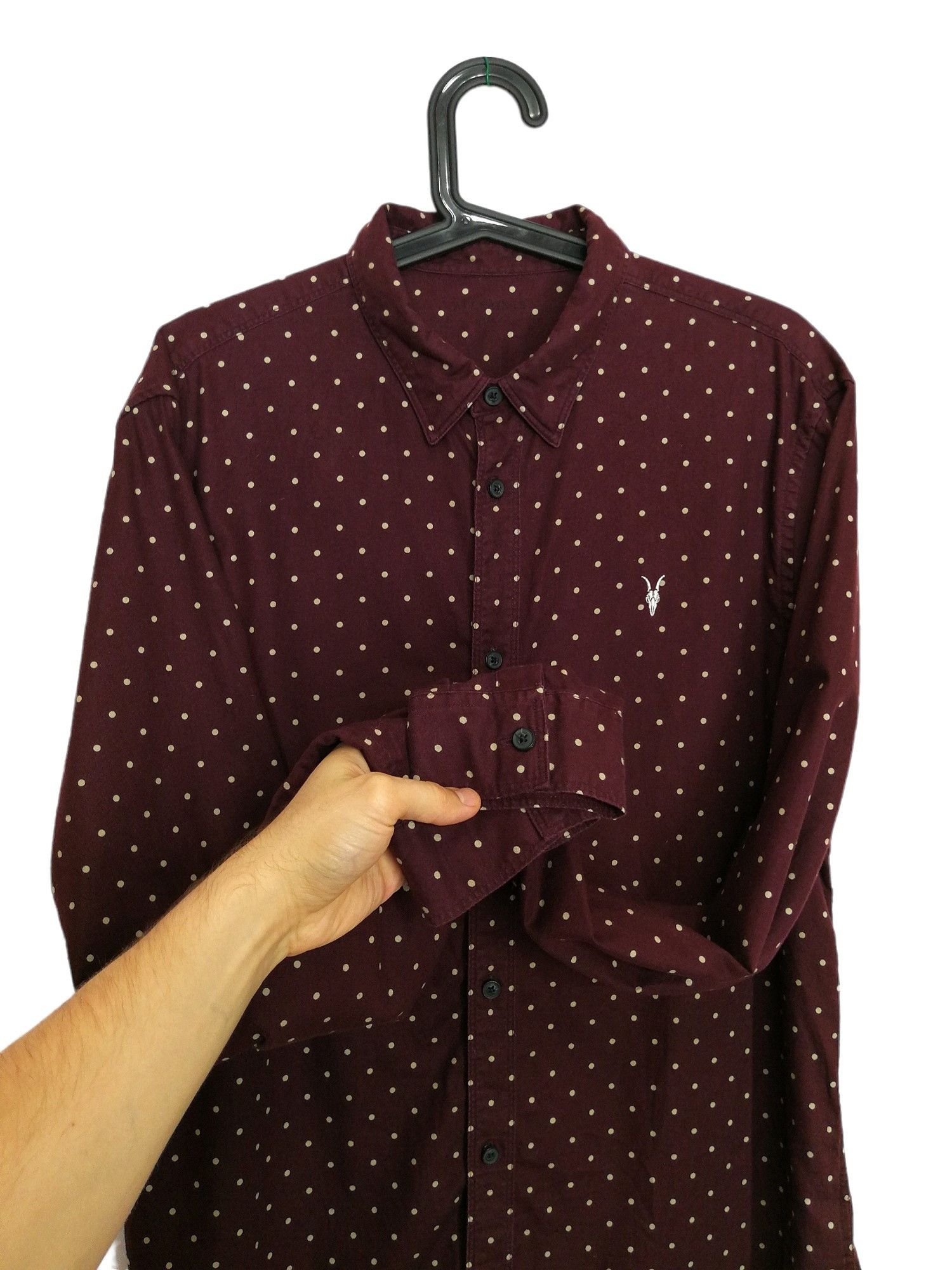 Allsaints Allsaints Bethel Shirt LS Burgundy & White Polka Dot Size US M / EU 48-50 / 2 - 6 Thumbnail