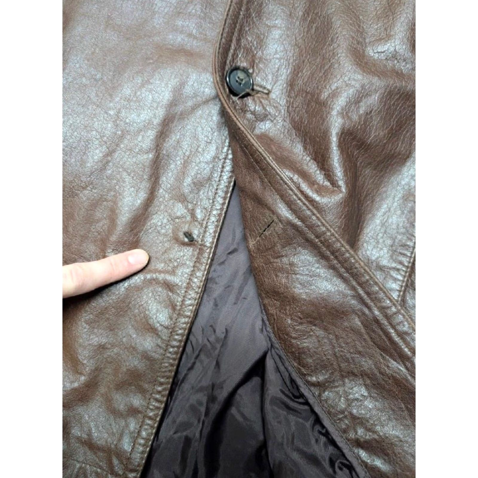 Vintage VINTAGE Wilsons Leather leather jacket coat XL Mens patina 1990s brown button front Dean Winchester Size US XL / EU 56 / 4 - 4 Thumbnail