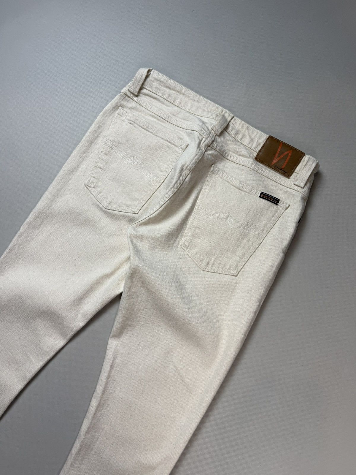 Nudie Jeans Nudie Jeans Co Skinny Lin Ecru Stretch Twill Men’s Jeans Size US 31 - 22 Thumbnail