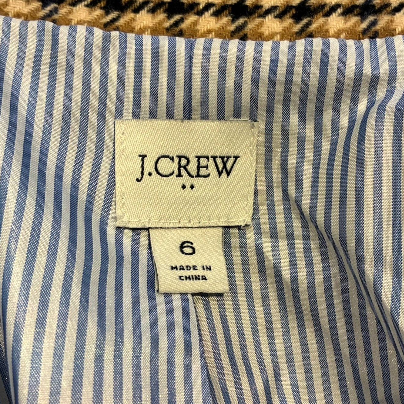 J.Crew J. Crew Blazer Women 6 Brown Wool Blend Schoolboy Preppy Herringbone Lined Button Long Sleeve Mid-Length Size M / US 6-8 / IT 42-44 - 6 Thumbnail