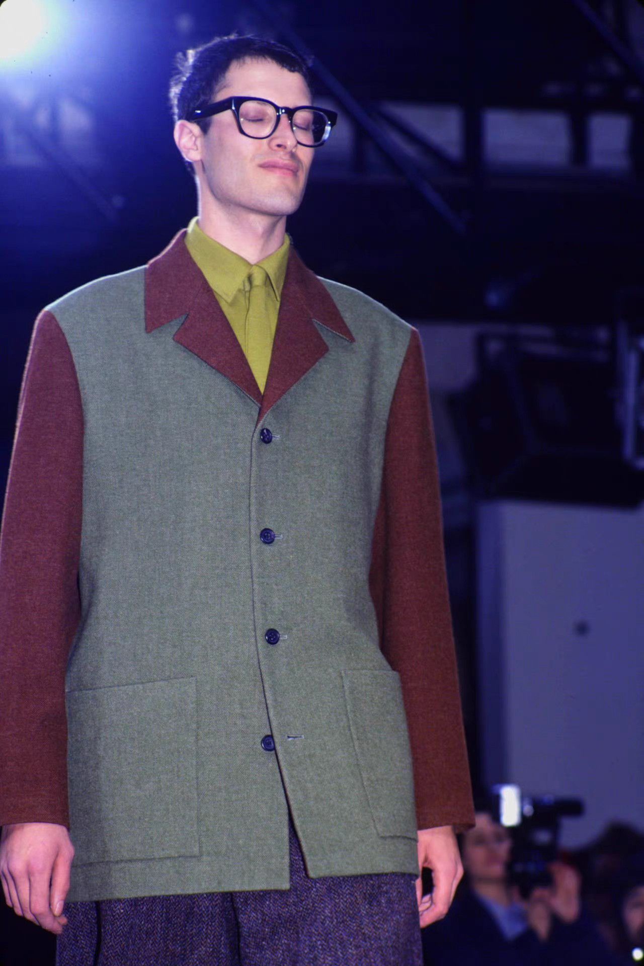 Yohji Yamamoto Yohji Yamamoto 90aw Brown & Green Color-Block Blazer K4 Size US M / EU 48-50 / 2 - 3 Thumbnail
