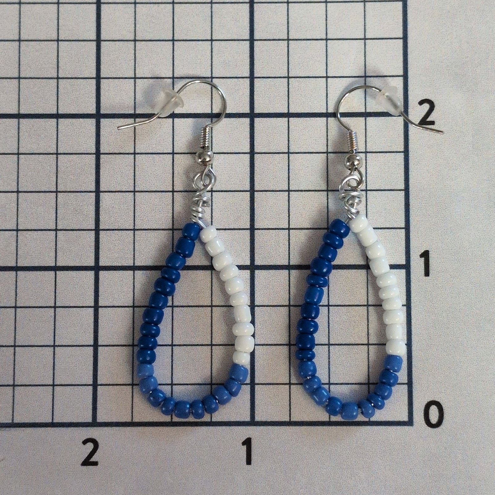 Other Fun VTG 1980s Blue & White Beaded Teardrop Dangle Earrings Size ONE SIZE - 5 Thumbnail