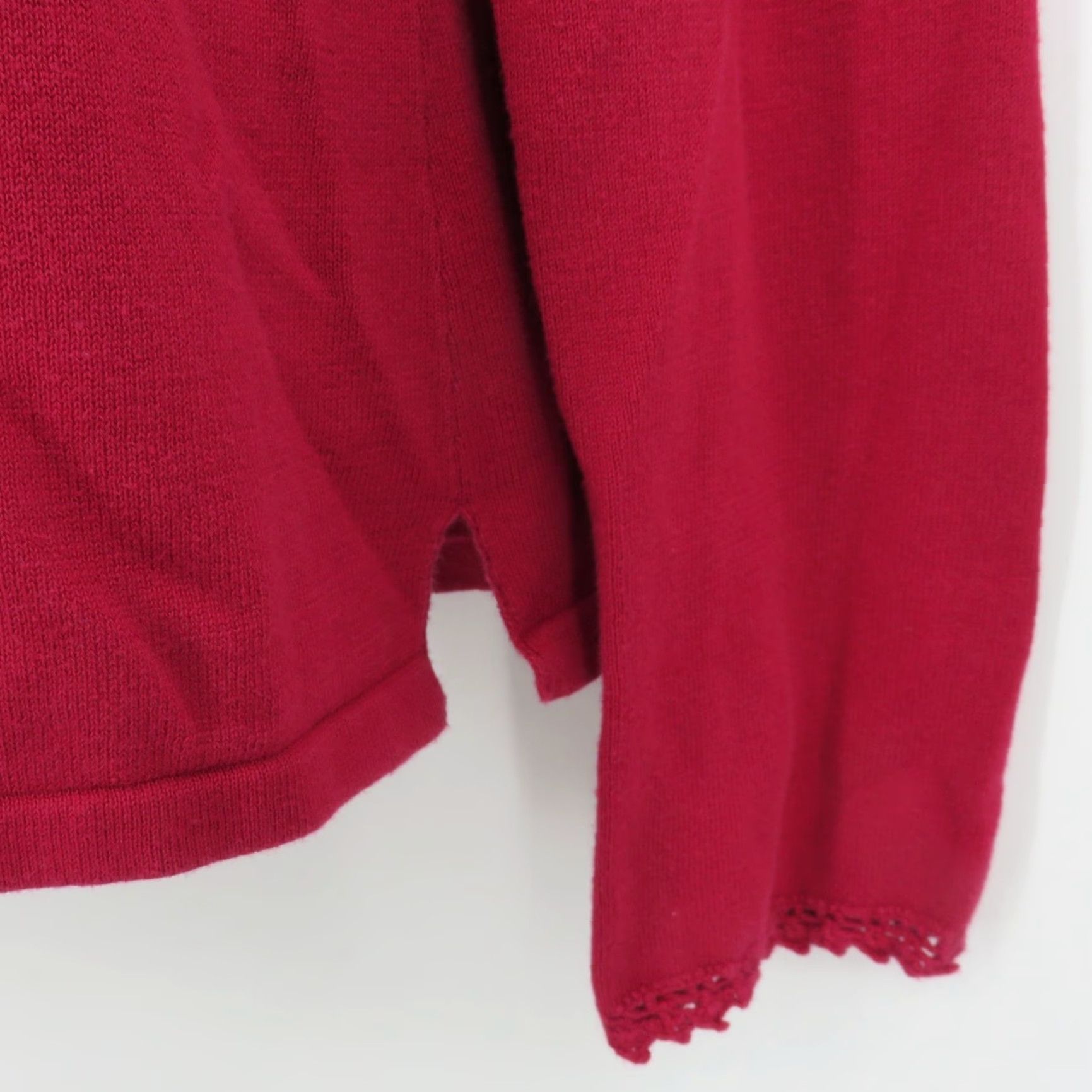 American Eagle Outfitters VINTAGE American Eagle Outfitters Women Sweater Pullover Knit Red Long Sleeve Crochet Lace Up All Cotton 2000s L Regular Fashion Size L / US 10 / IT 46 - 4 Thumbnail