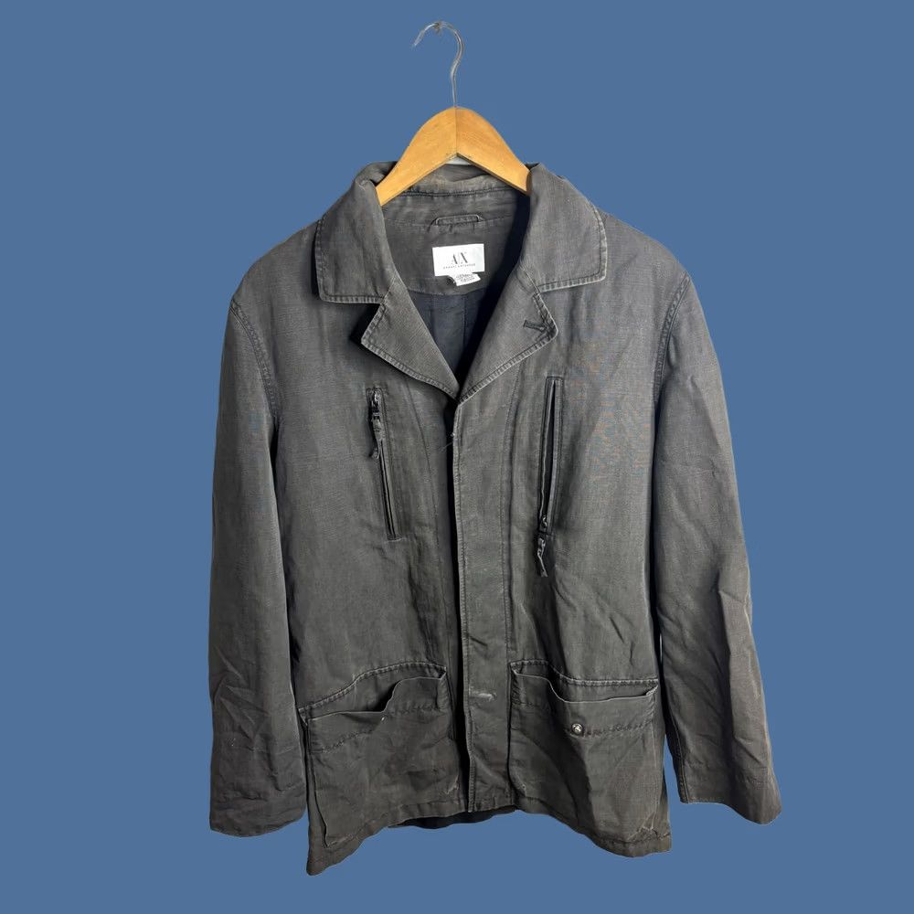 Armani Exchange Armani Exchange Jacket Mens Medium Gray Cotton Military Field Full Zip Pockets Size US M / EU 48-50 / 2 - 1 Thumbnail