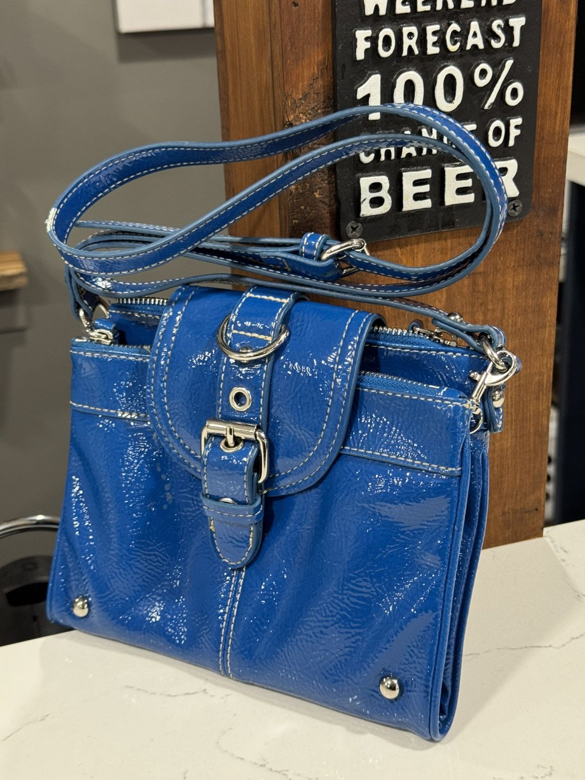 Nine West Y2K Aesthetic Nine West Glossy Cobalt Blue Crossbody Size ONE SIZE - 3 Thumbnail