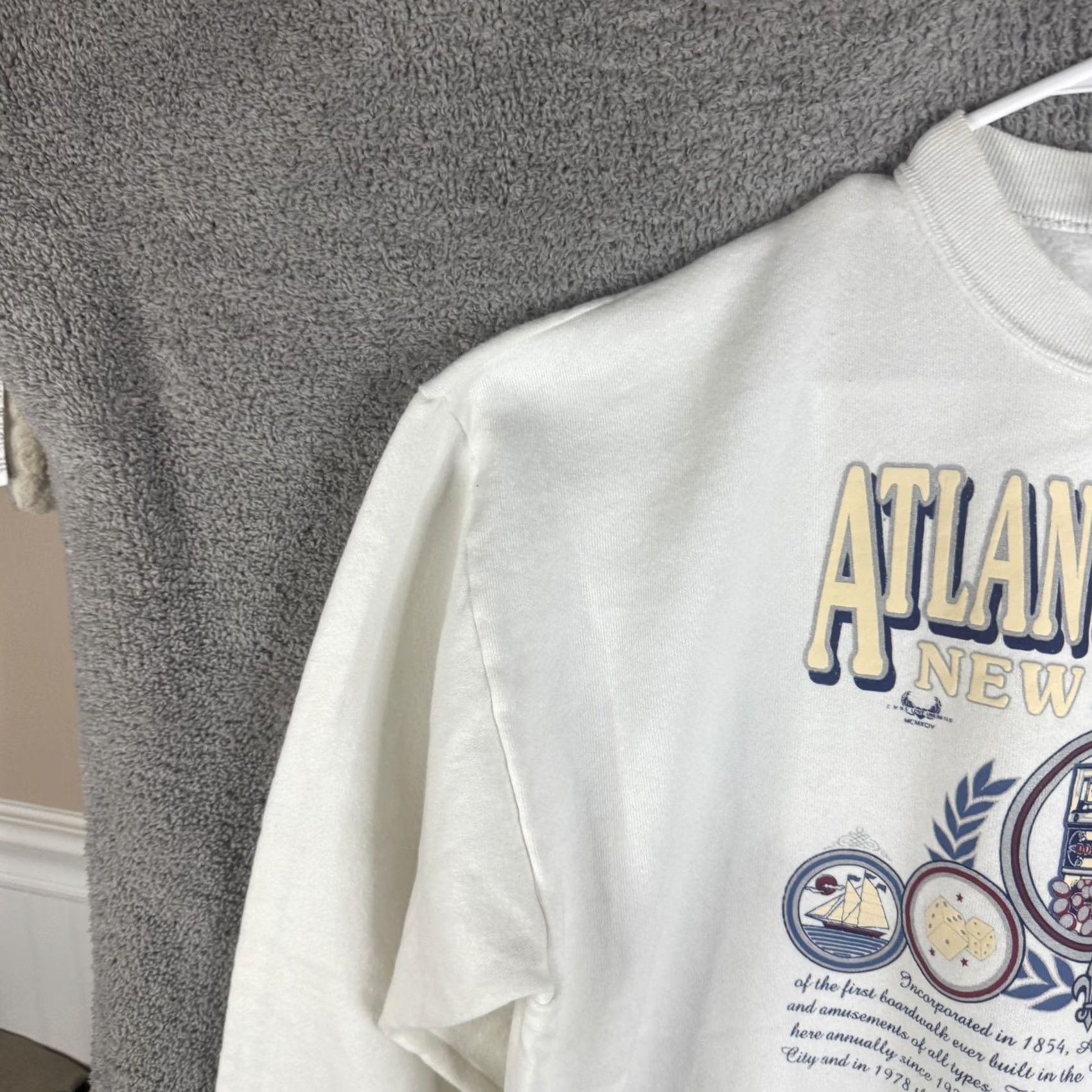 Jerzees VINTAGE Jerzees Sweatshirt Mens XL White Atlantic City New Jersey USA 90s Size US XL / EU 56 / 4 - 5 Thumbnail