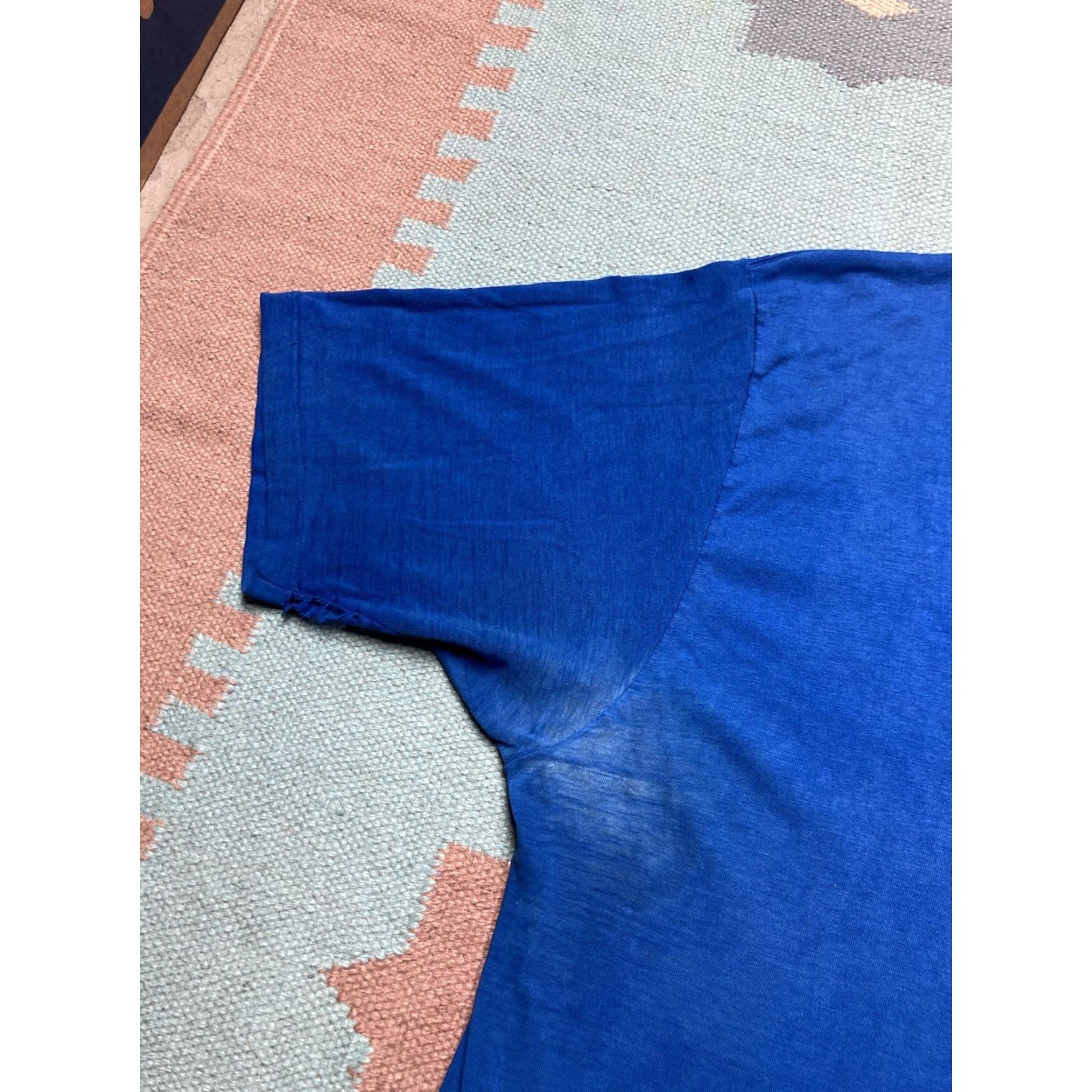Vintage VINTAGE Healthknit T-Shirt V-Neck Shirt Men 4XL Blue 1980s Distressed Thin Soft Blank Size US XXL / EU 58 / 5 - 7 Thumbnail