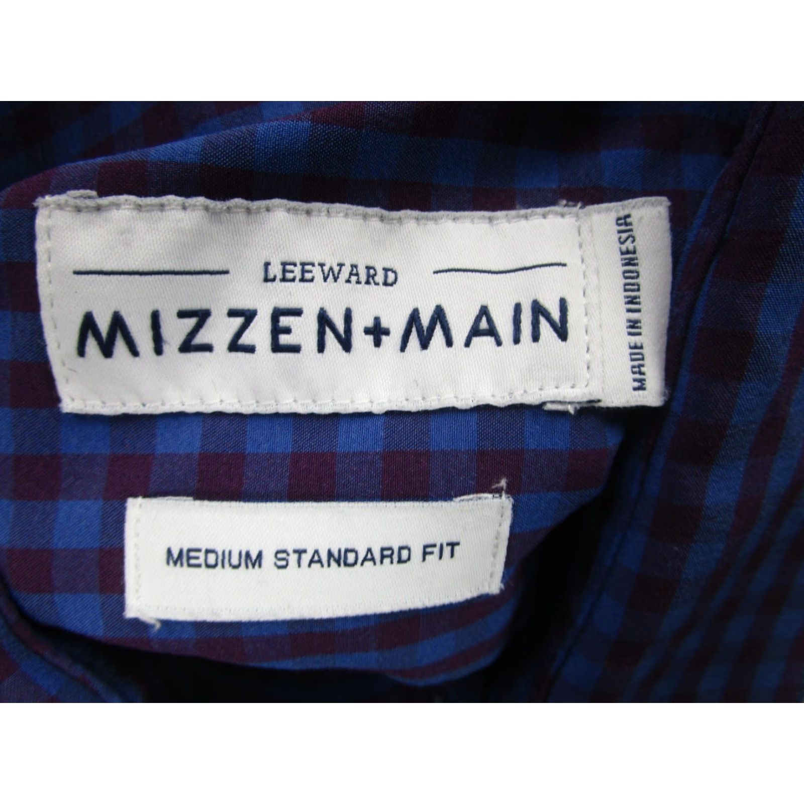 Mizzen+Main Mizzen+Main Leeward Shirt Mens Medium Blue Purple Check Dress Shirt Size 40R - 5 Thumbnail