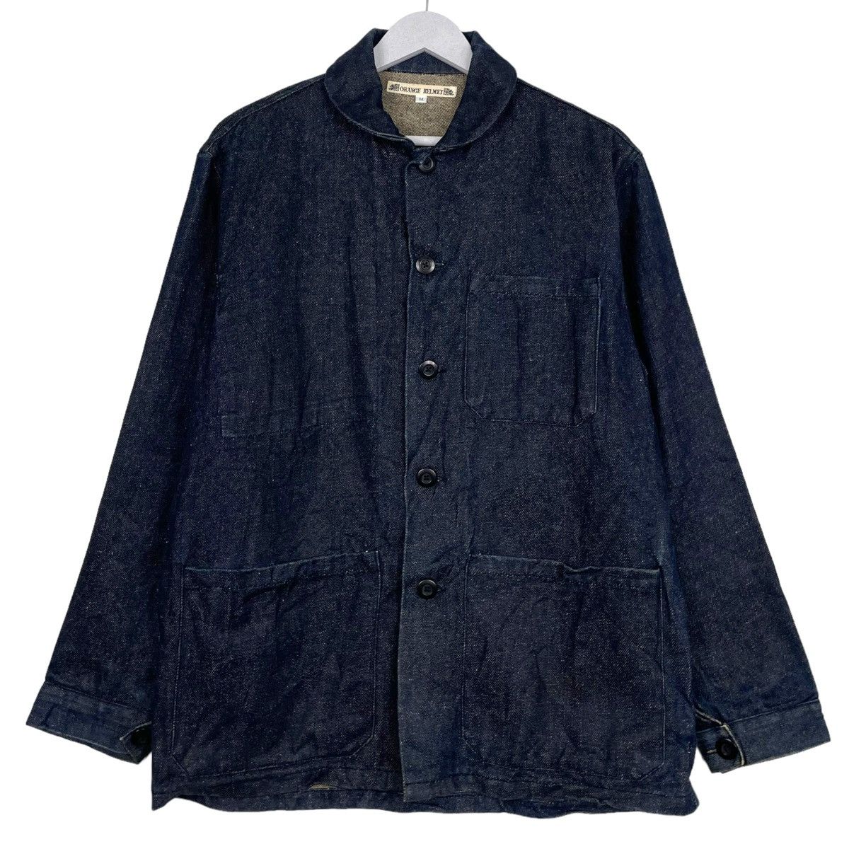 45rpm × Indigo × Japanese Brand 💥 ORANGE HELMET INDIGO CHORE DENIM SHAWL COLLAR JACKET Size US M / EU 48-50 / 2 - 1 Thumbnail