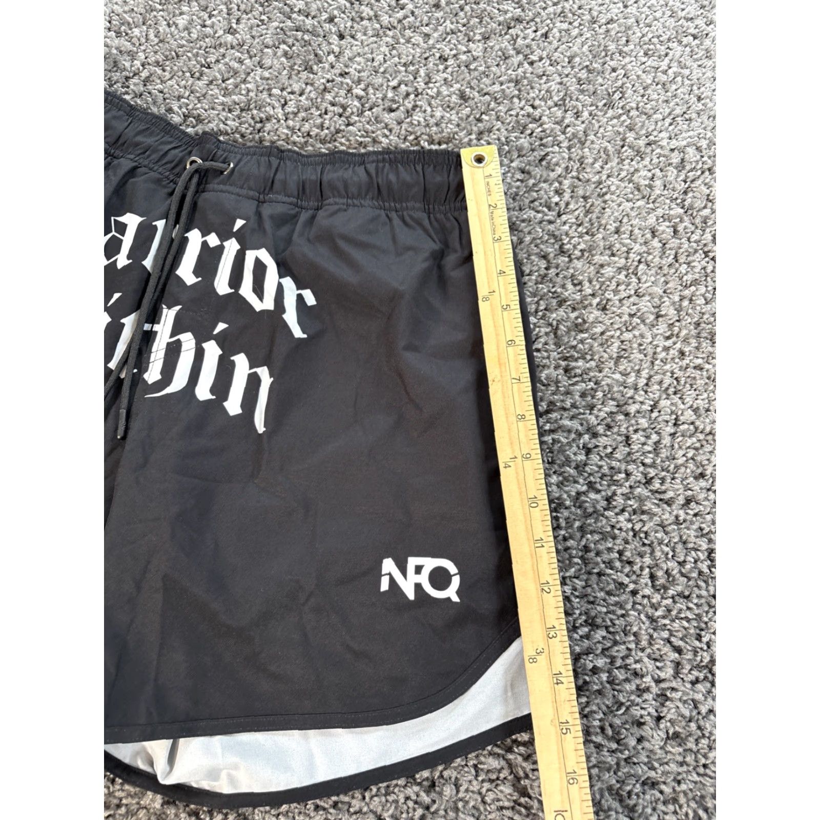 Vintage NFQ Lined Shorts Mens Medium Black Gym Bro Running Stretch Adjustable Waist Breathable Lightweight Athletic Logo 5 inseam Cross Training Jogging Size US 31 - 2 Thumbnail