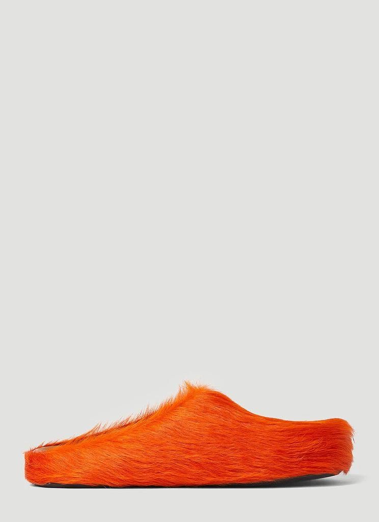 o1f1d3z1225 Long Haircalfskin Fussbett Sabot Mules in Orange