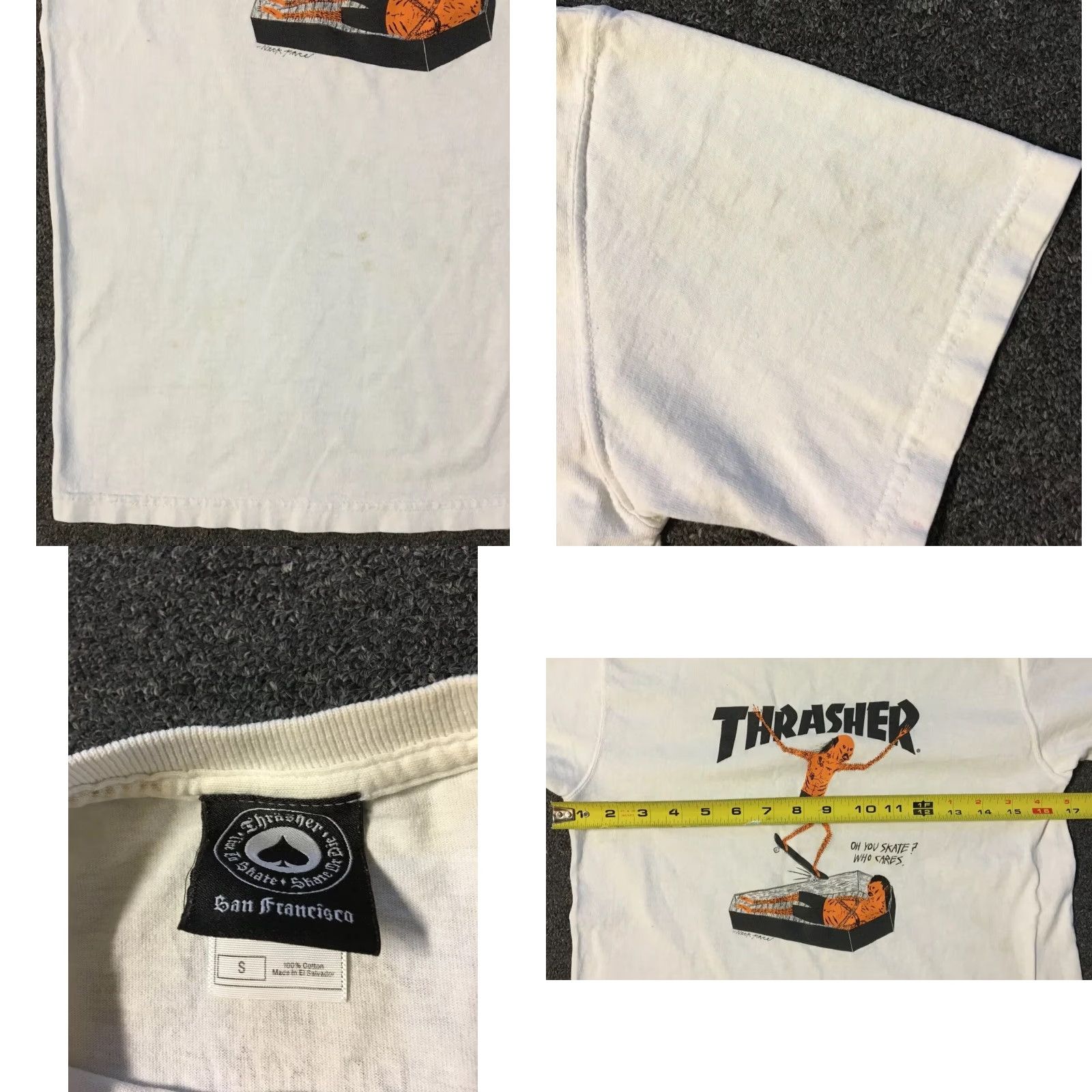 Spitfire VINTAGE Thrasher Neck Face Go Demon Faded Shirt S White Skateboarding 90s Grunge Punk Rock Hip Hop Mens T-Shirt Size US S / EU 44-46 / 1 - 8 Thumbnail