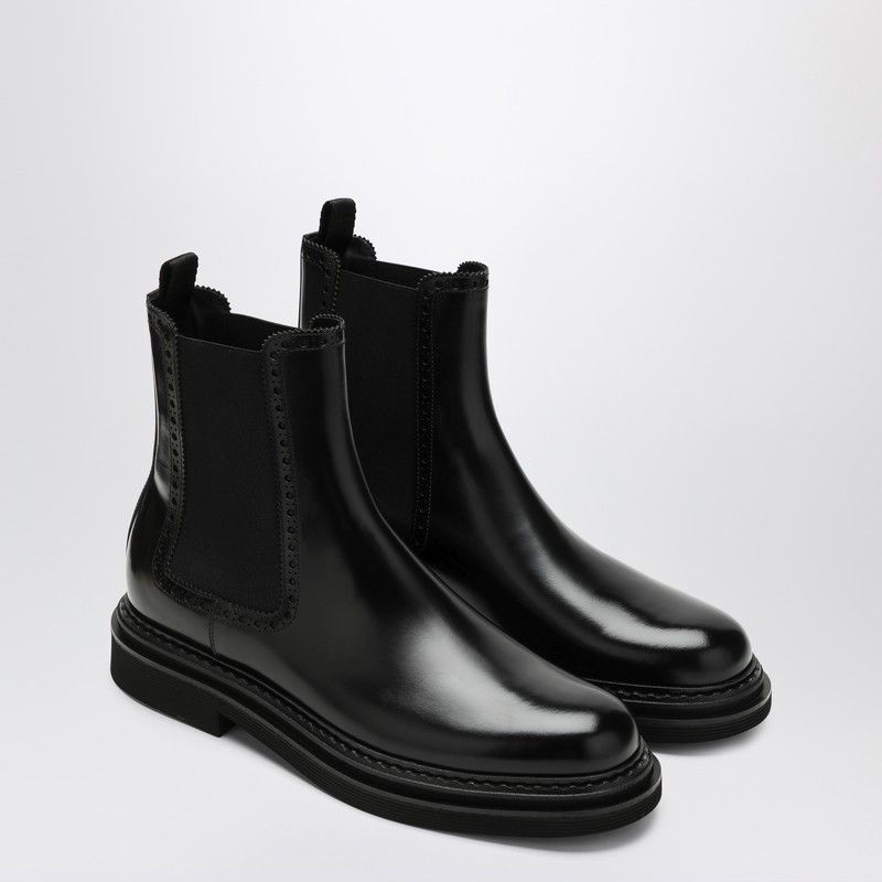 Dolce & Gabbana Dolce&Gabbana Black Leather Ankle Boot Size US 11 / EU 44 - 1 Thumbnail