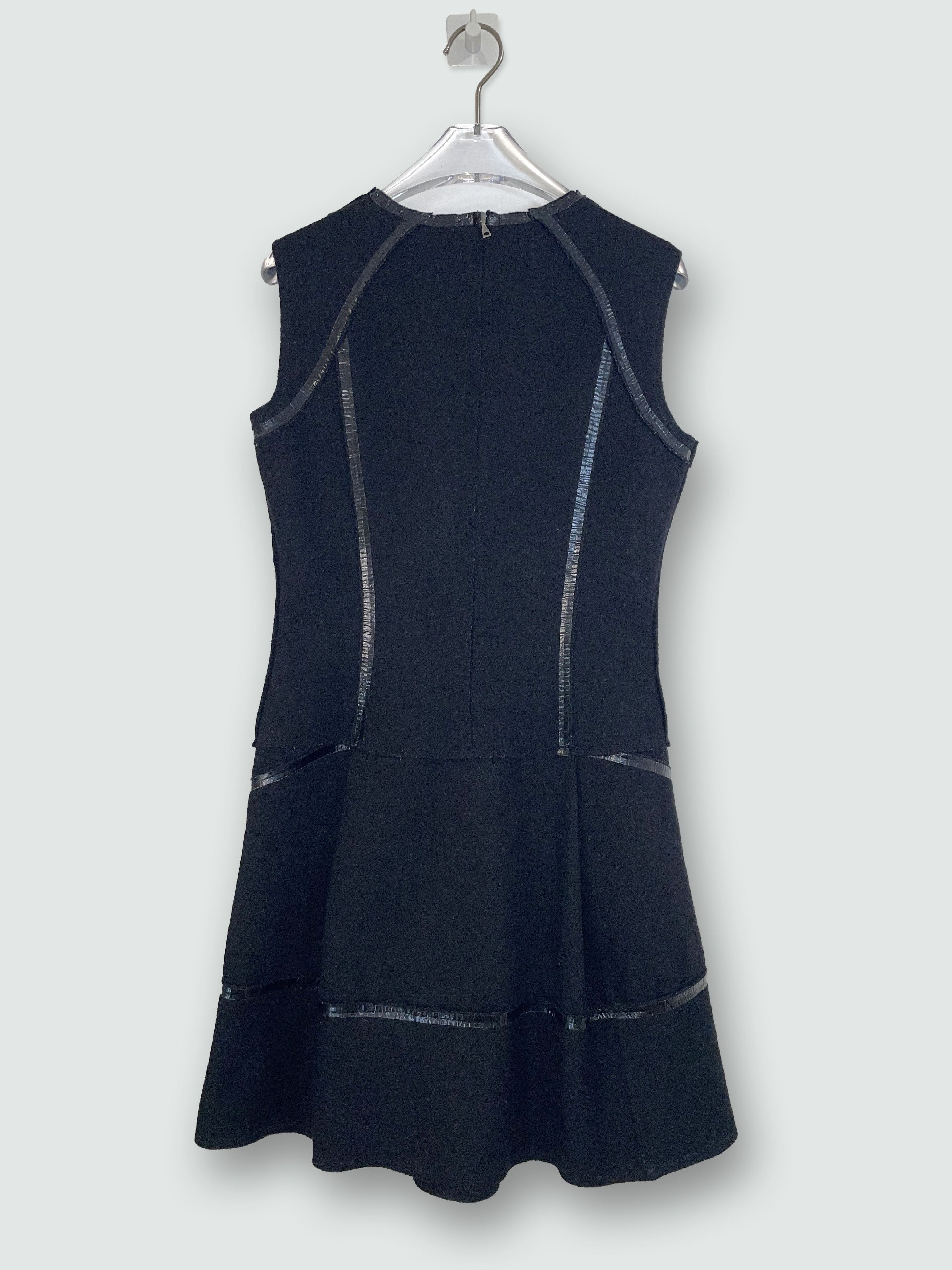 Prada Black Wool Vinyl Trim Detail Dress | Size IT 40 UK 8 Small Size XS / US 0-2 / IT 36-38 - 2 Thumbnail