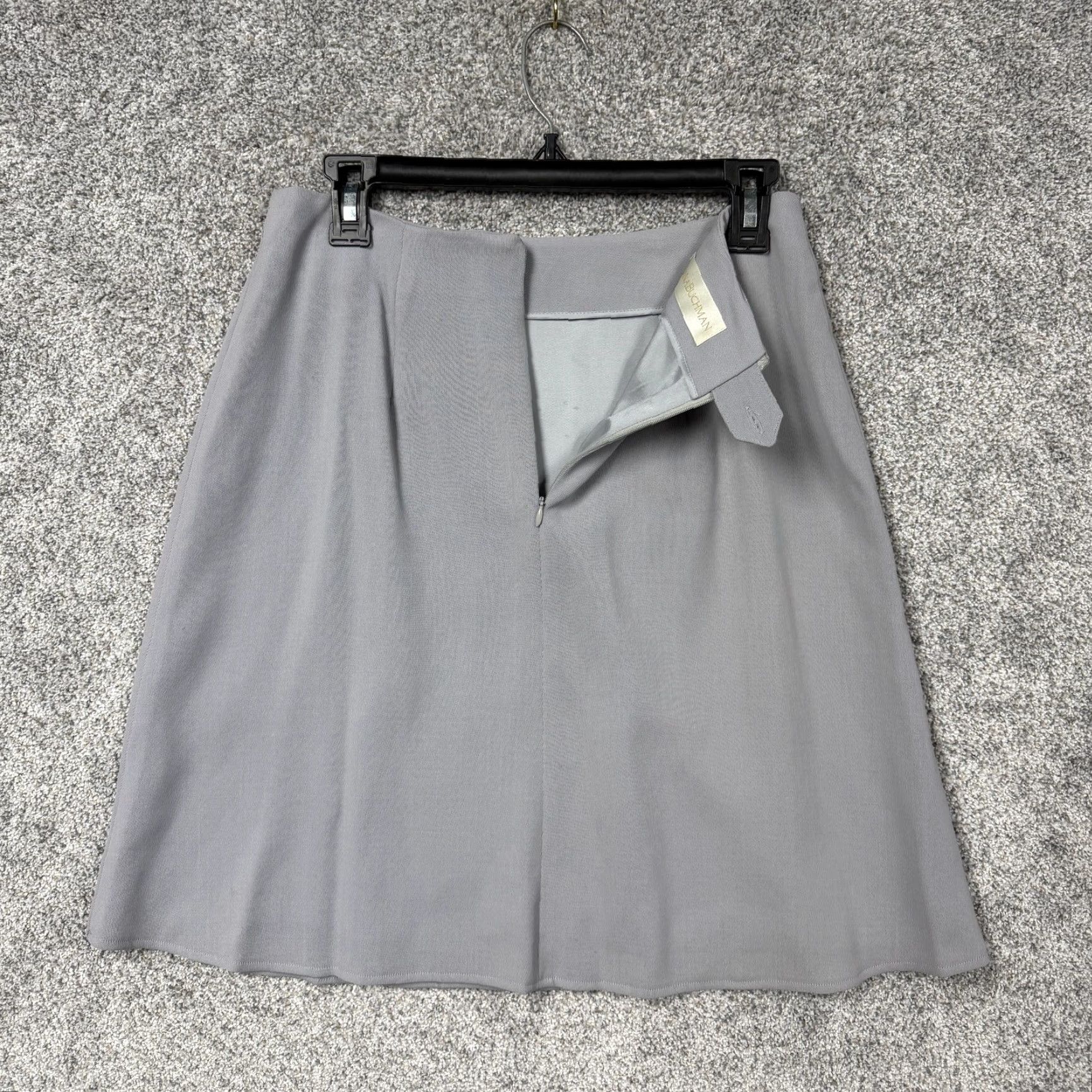 Vintage VTG 90s Dana Buchman Skirt Women 10 Wool Grey A-Line Knee-Length Solid Dry Clean Size 32" / US 10 / IT 46 - 7 Thumbnail