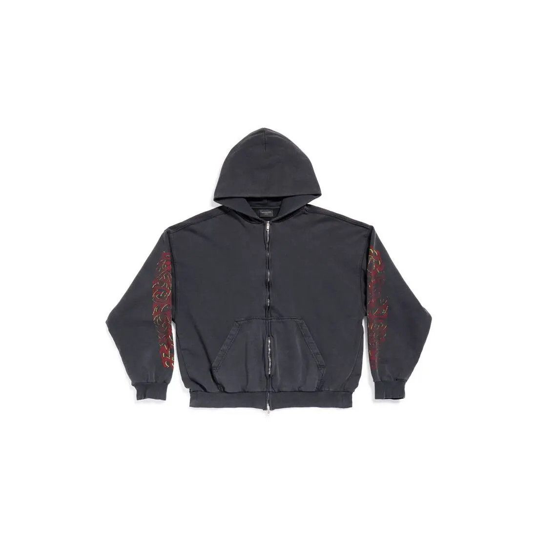 Balenciaga offshore ジップアップパーカー Balenciaga Offshore Zip-Up Hoodie Medium Fit Black Faded