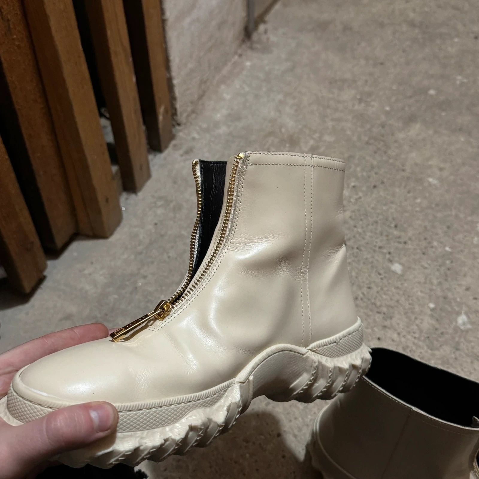Marni Marni front zip white platform leather ankle boots Size US 8 / IT 38 - 8 Thumbnail