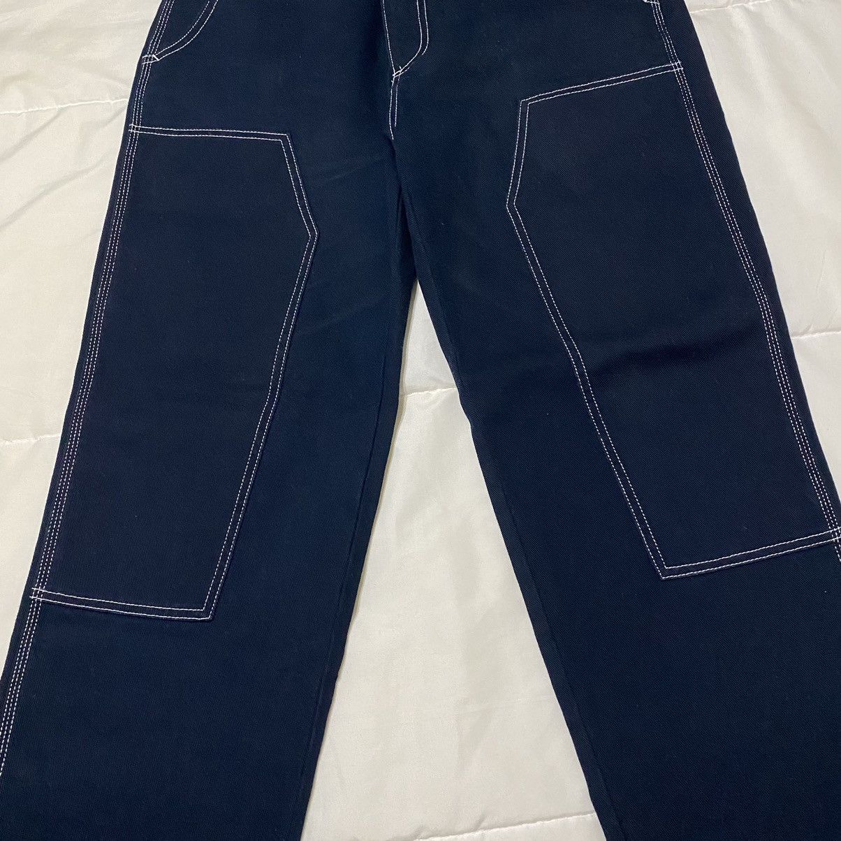Forever 21 Dark Blue Contrast Stitch Carpenter Pants Size US 33 - 3 Thumbnail